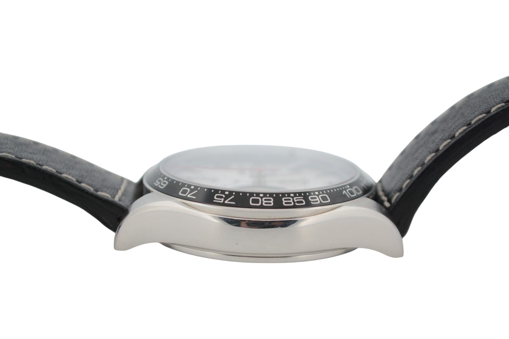 Eberhard&Co Champion V Chrono Gran Data 43mm Weißes Zifferblatt Lederarmband Ref: 31064 im Angebot 7