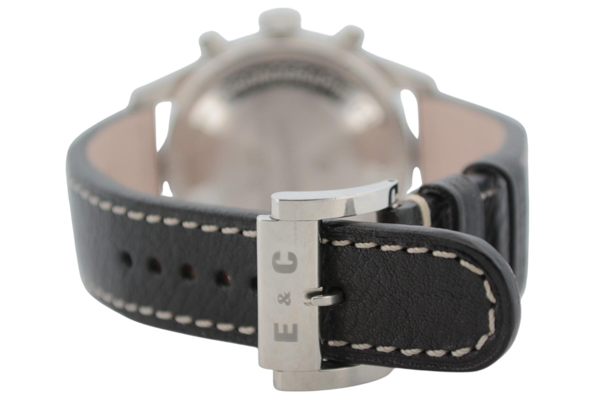 Eberhard&Co Champion V Chrono Gran Data 43mm Weißes Zifferblatt Lederarmband Ref: 31064 im Angebot 1