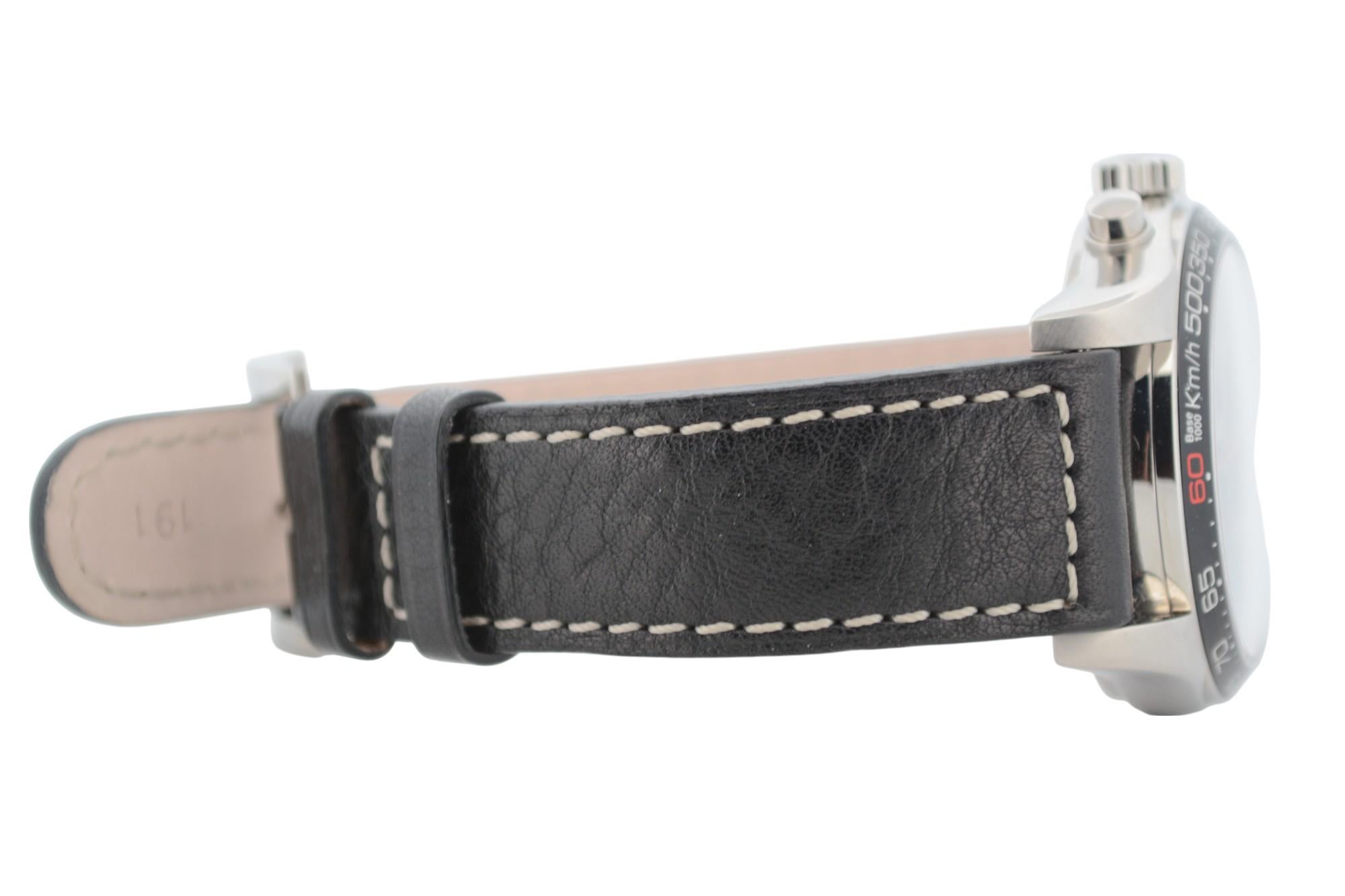 Eberhard&Co Champion V Chrono Gran Data 43mm Weißes Zifferblatt Lederarmband Ref: 31064 im Angebot 2