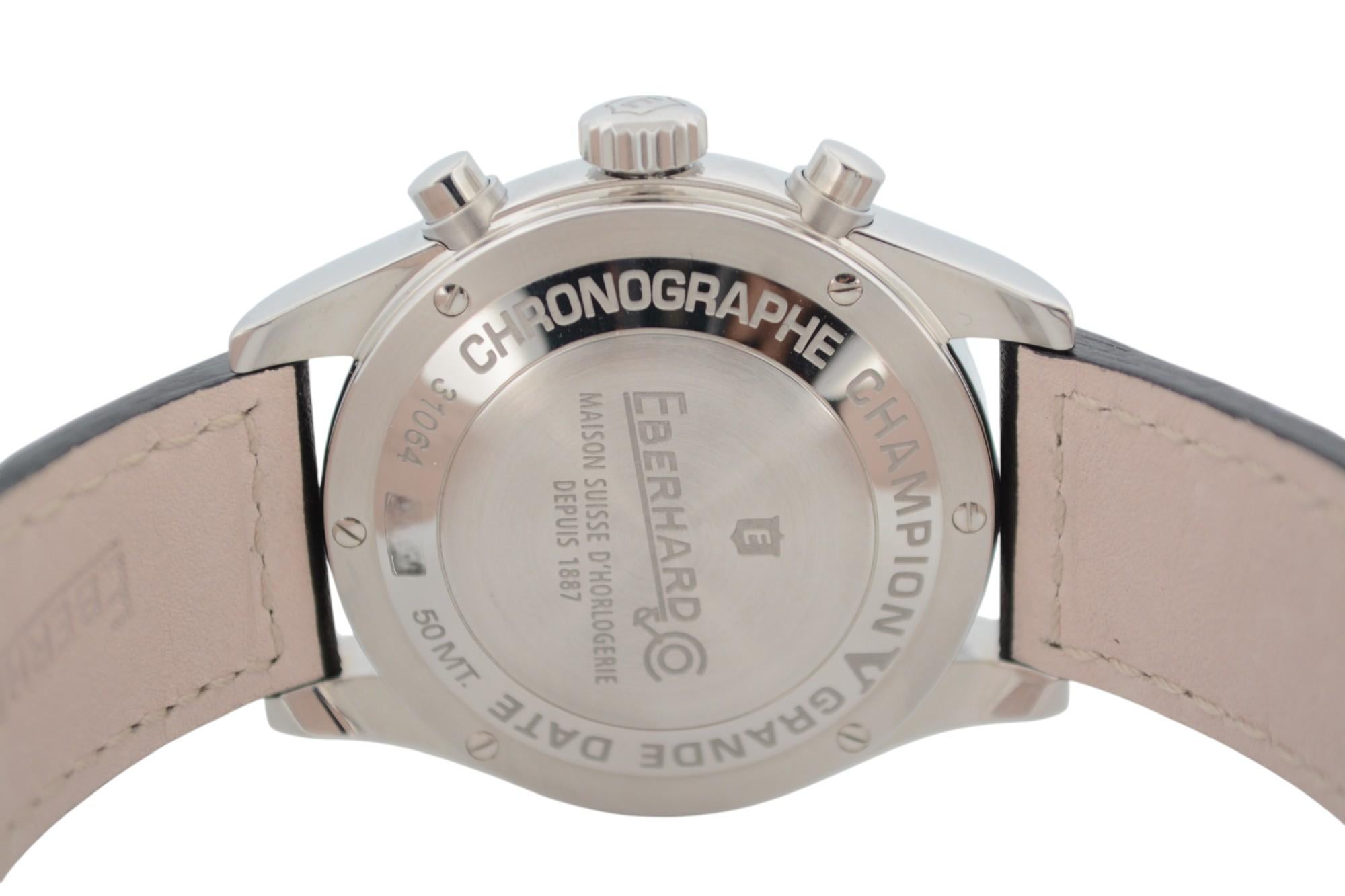 Eberhard&Co Champion V Chrono Gran Data 43mm Weißes Zifferblatt Lederarmband Ref: 31064 im Angebot 5