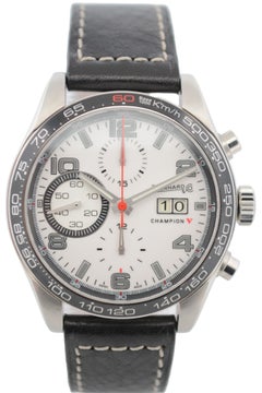 Eberhard&Co Champion V Chrono Gran Data 43mm Cadran blanc Bracelet cuir Ref : 31064