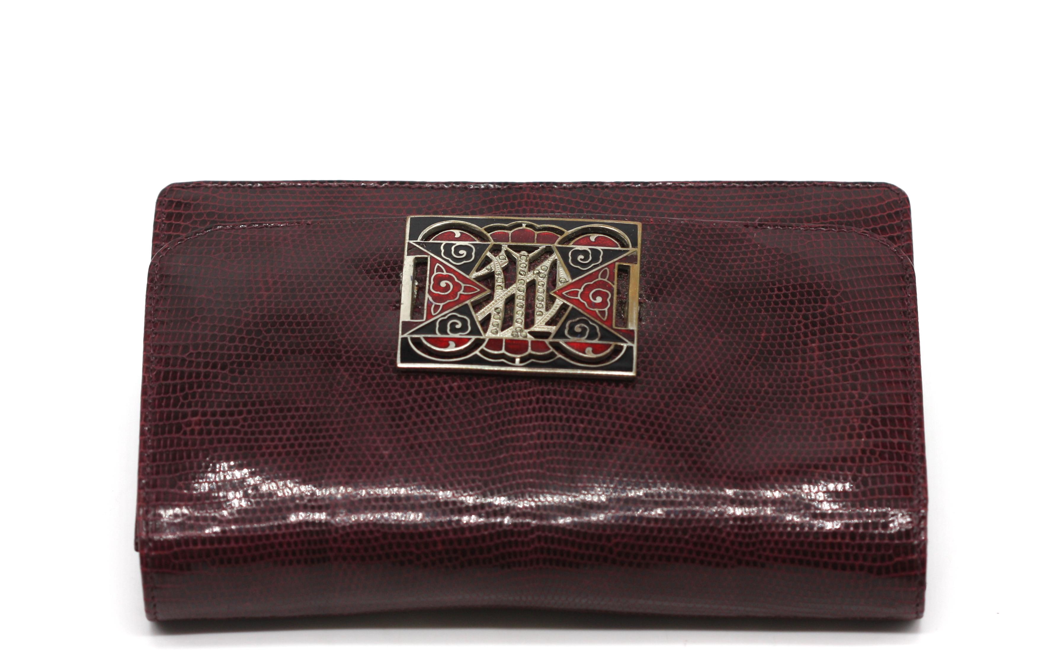 Eberle Brazilian Snake Skin and Enamel Clutch For Sale 2
