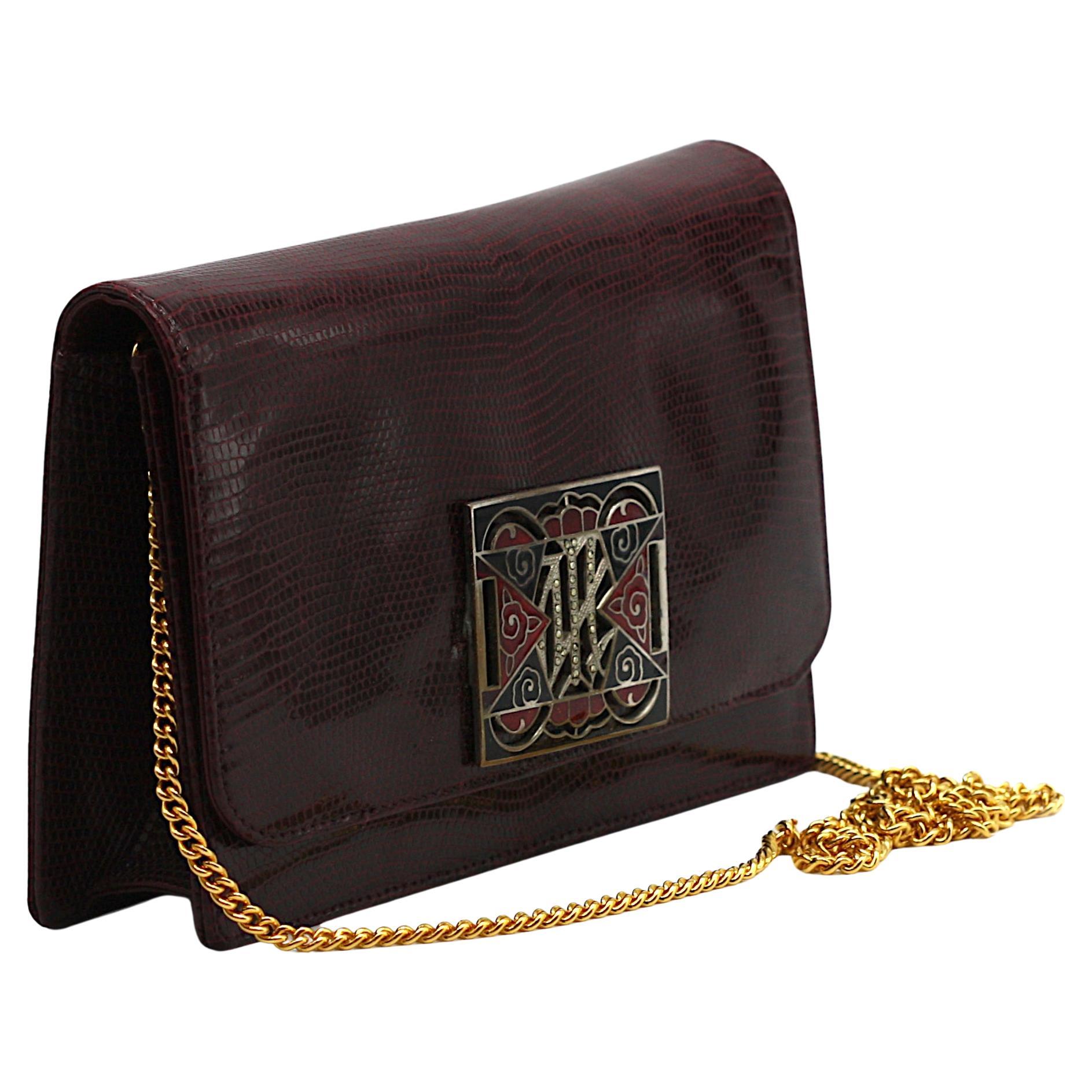 Eberle Brazilian Snake Skin and Enamel Clutch For Sale