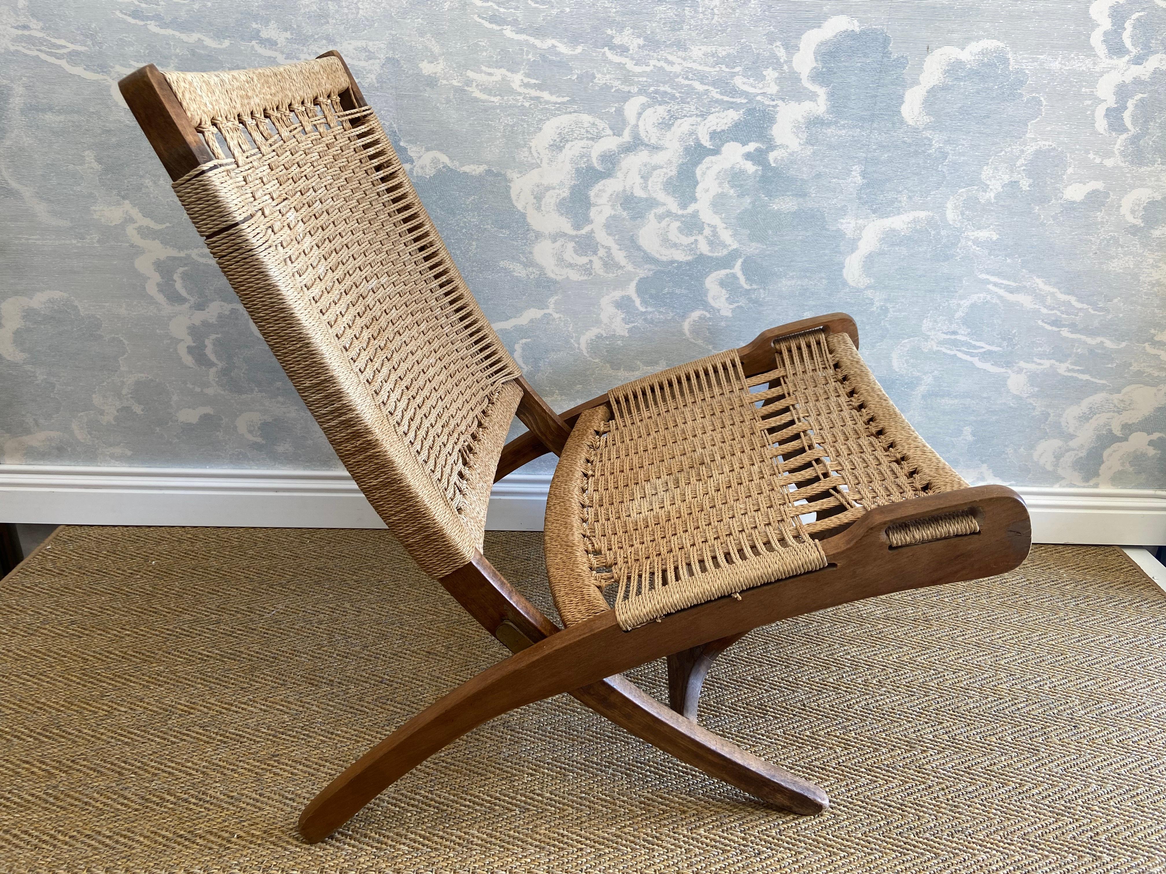Ebert Wels Folding Chair, UK 1960's, In The Style Of Hans J. Wegner's Rope Chair In Good Condition In Cork, IE