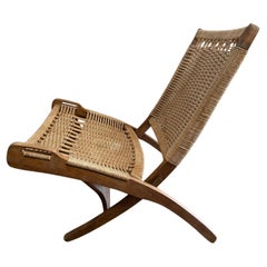 Ebert Wels Folding Chair, UK 1960's, In The Style Of Hans J. Wegner's Rope Chair
