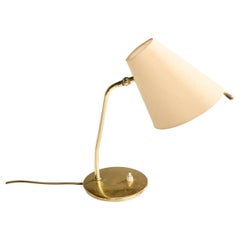 Eberth, Table Lamp, Brass, Fabric, Switzerland, 1950s