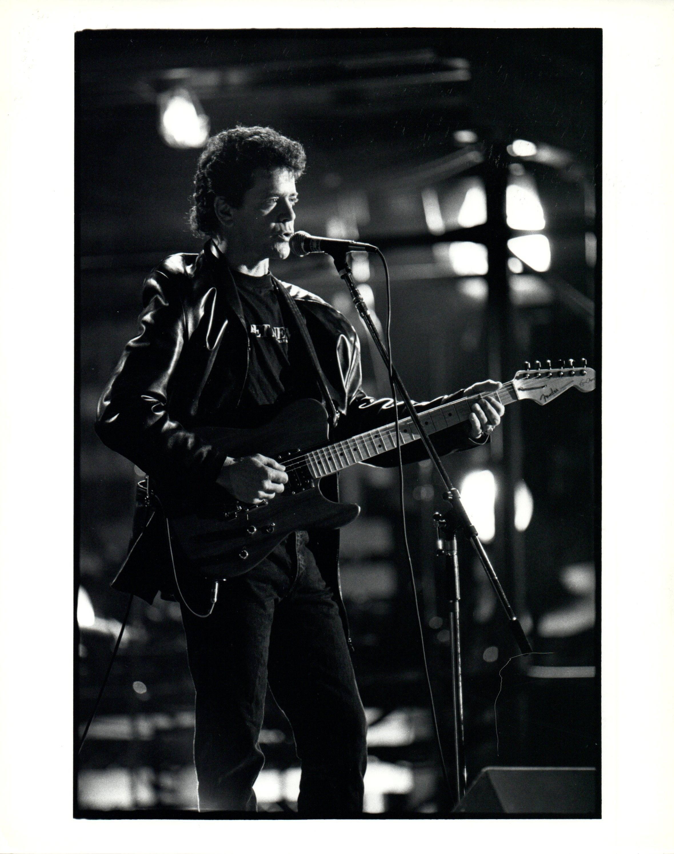 Ebet Roberts Black and White Photograph - Lou Reed Singing on Stage Vintage Original Photograph