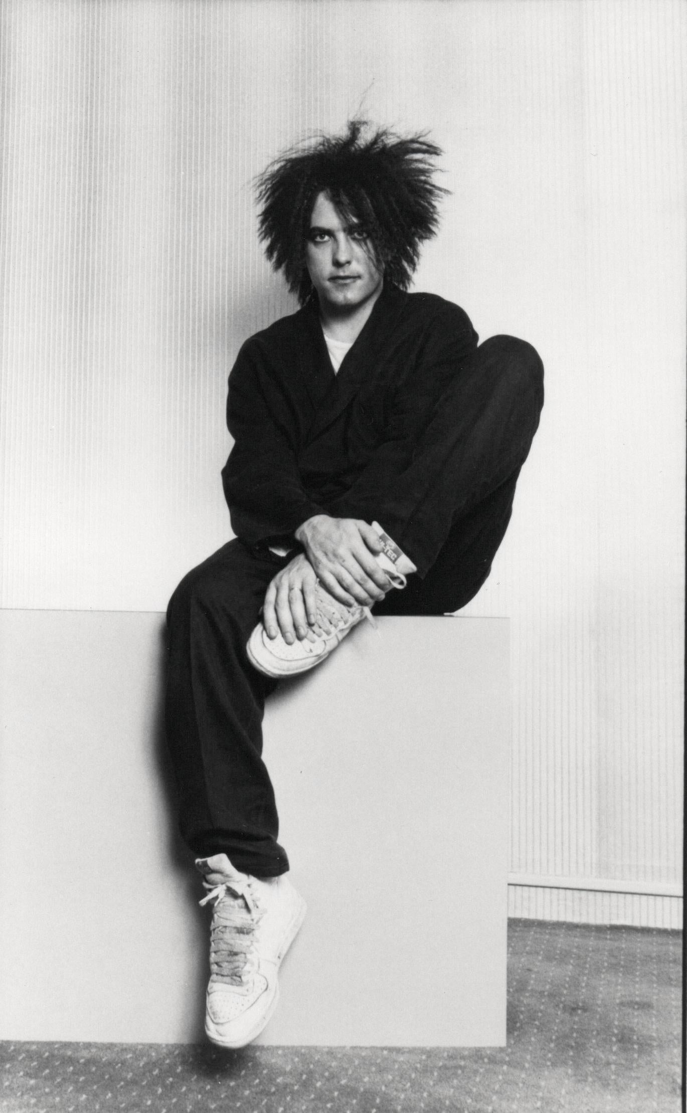 Ebet Roberts Black and White Photograph - Robert Smith of The Cure Posed in the Studio Vintage Original Photograph