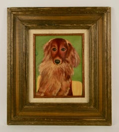 Pittura ad olio vintage di un giovane Golden Retriever "My  Il migliore amico "