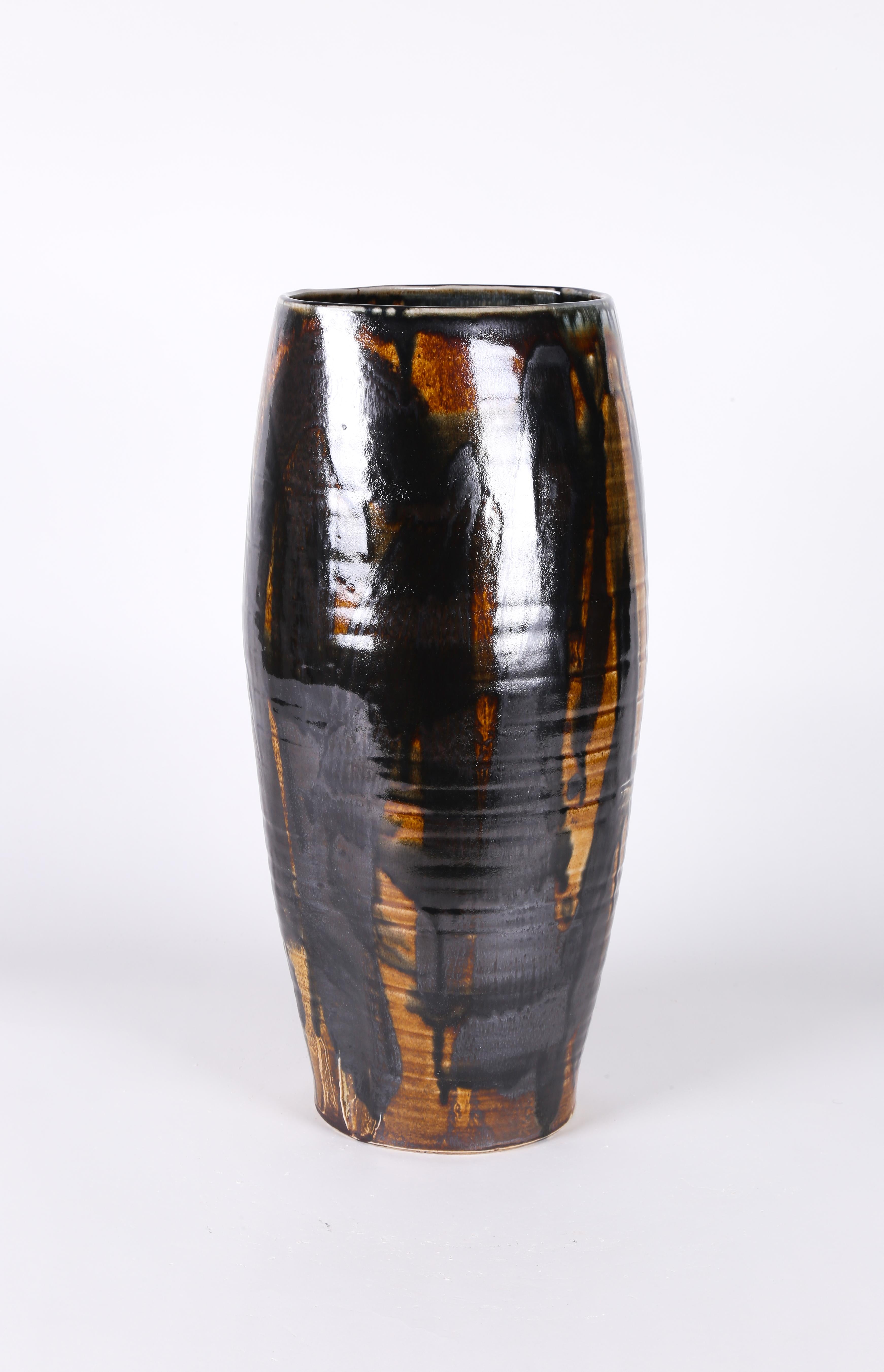 Fired Brown Ceramic Vase, Ebitenyefa Baralaye, Modern Handmade Decorative Ceramic Vase