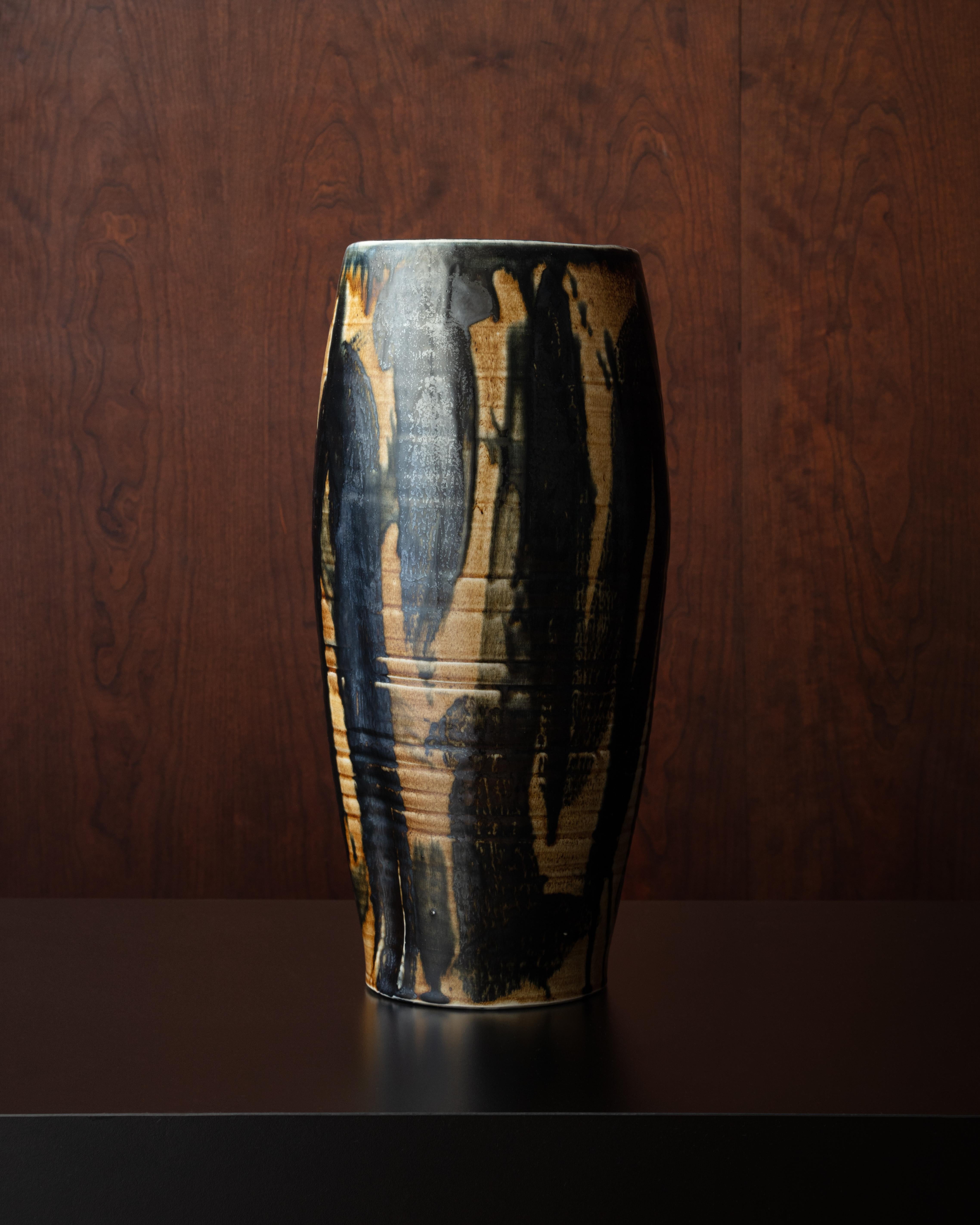 Brown Ceramic Vase, Ebitenyefa Baralaye, Modern Handmade Decorative Ceramic Vase In New Condition In New York, NY