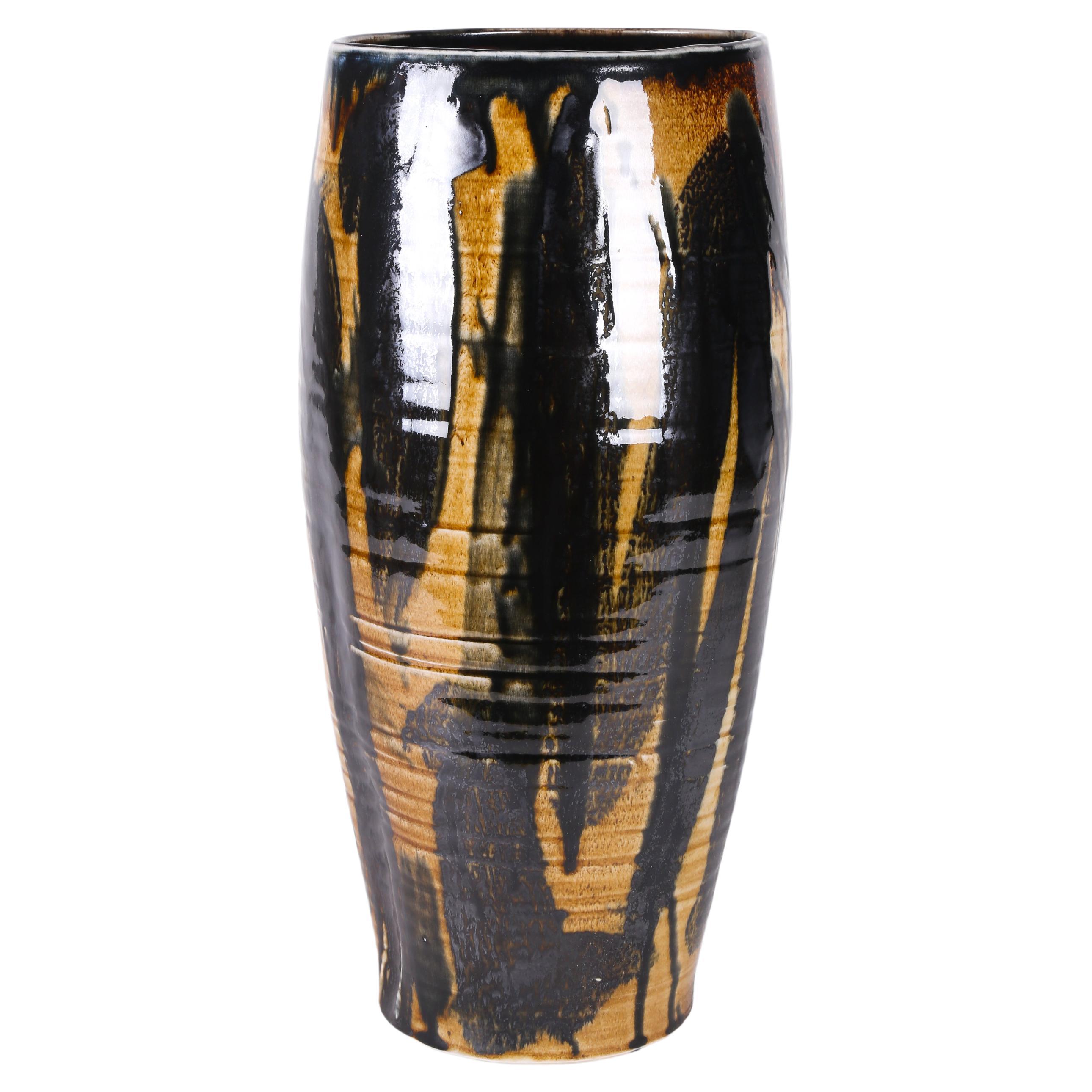 Brown Ceramic Vase, Ebitenyefa Baralaye, Modern Handmade Decorative Ceramic Vase