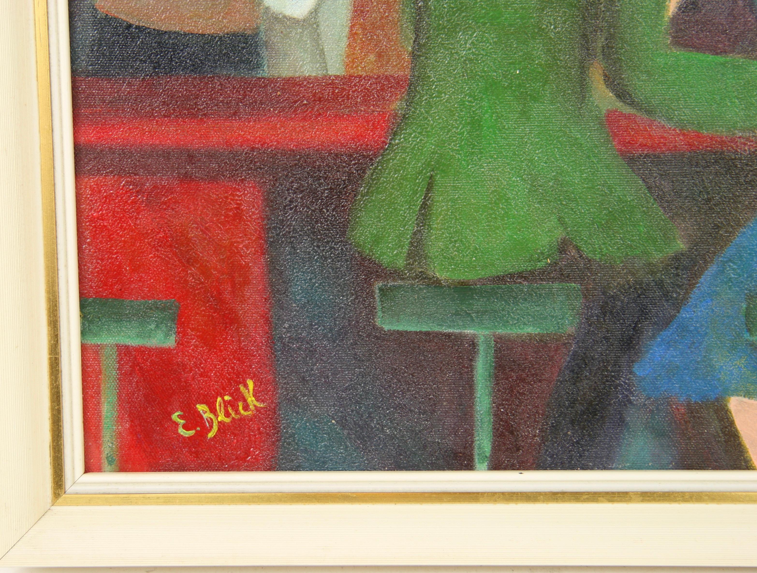 Amerikanische Vintage-Interieurszene „Friday Nite Bar PickUp“ 1970er Jahre – Painting von E.Blick