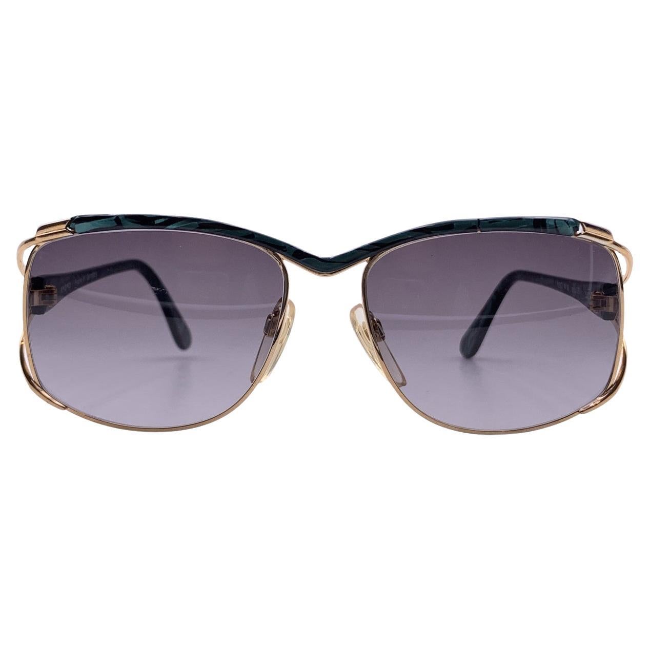 EBM Gafas de sol de metal dorado vintage Mod. W 92 GS 56/16 130mm Verde