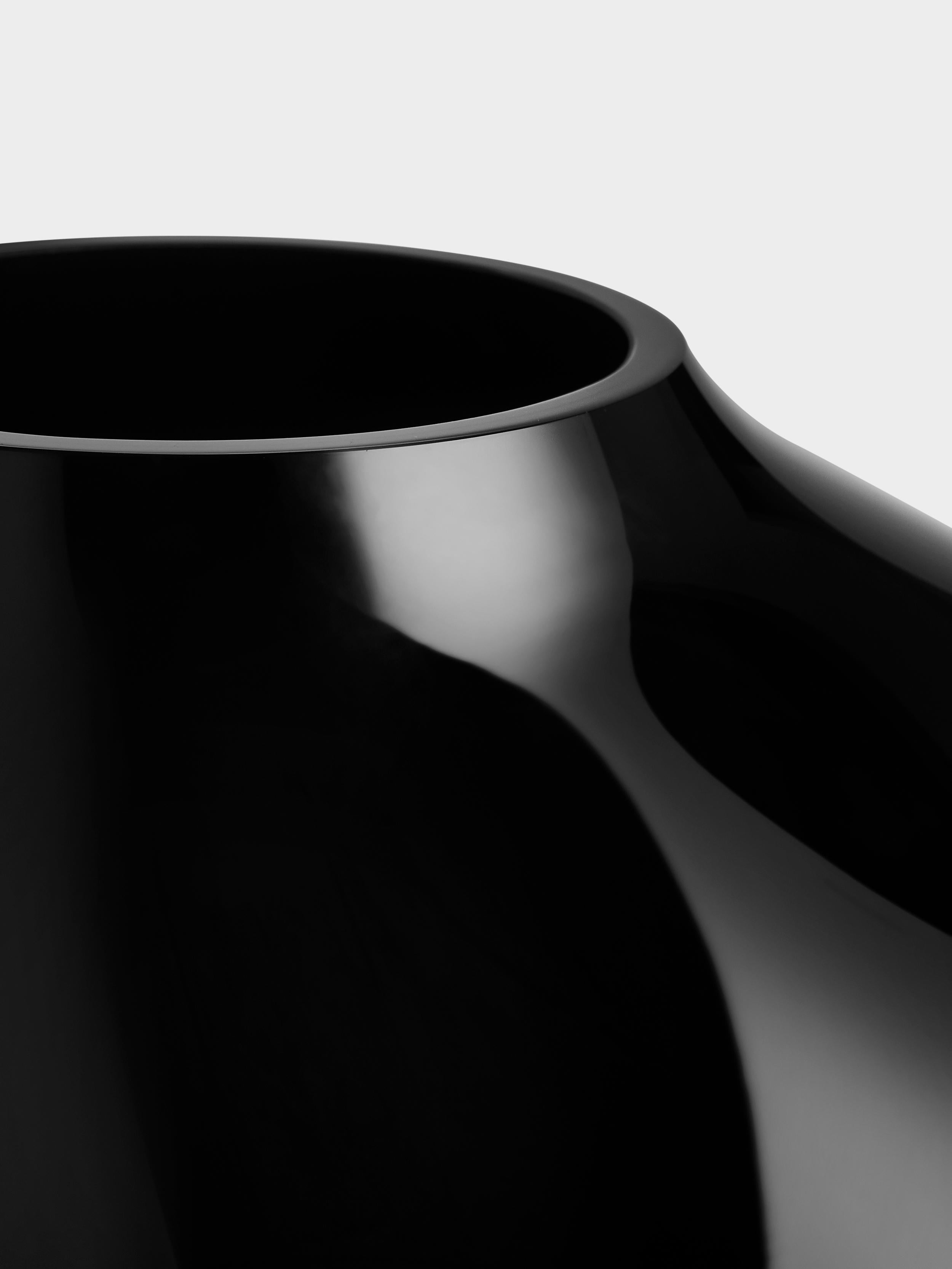Swedish Orrefors Ebon Black Vase Large For Sale
