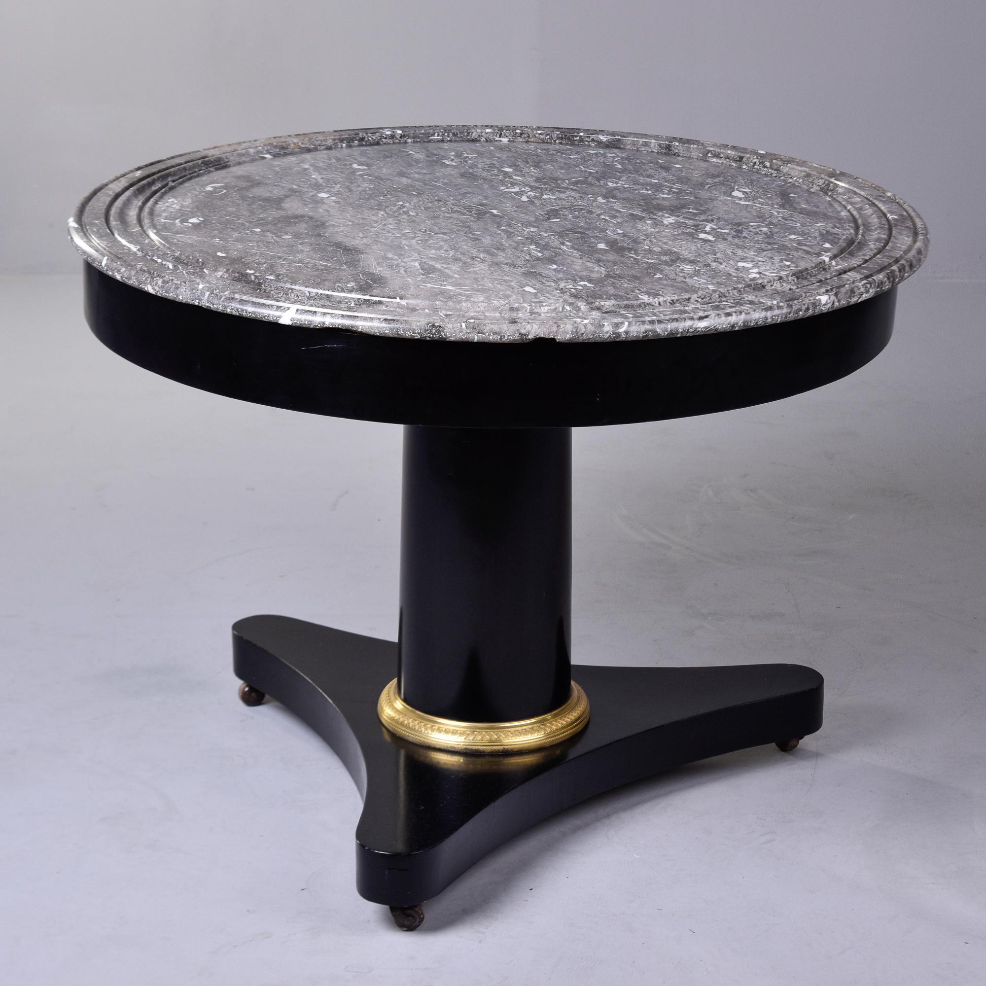 ebonized 19th Century Mahogany Round Center Empire Table with Marble Top For Sale 7