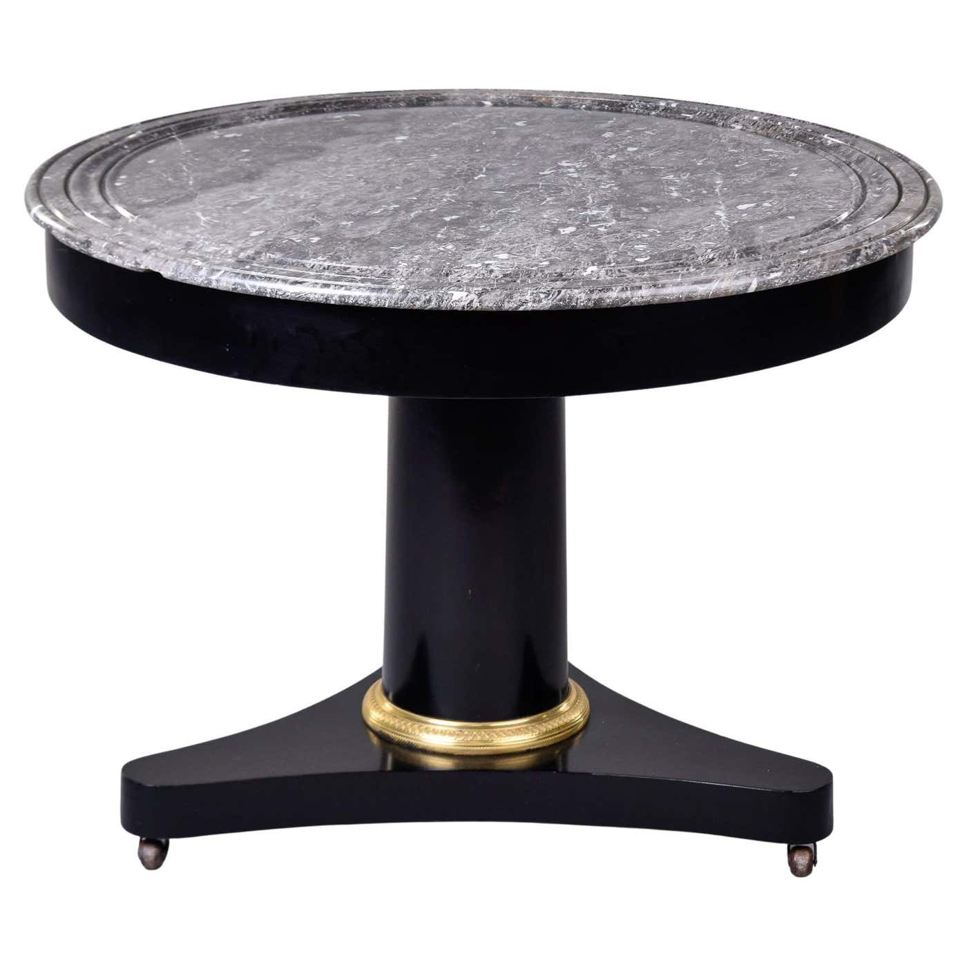 ebonized 19th Century Mahogany Round Center Empire Table with Marble ...
