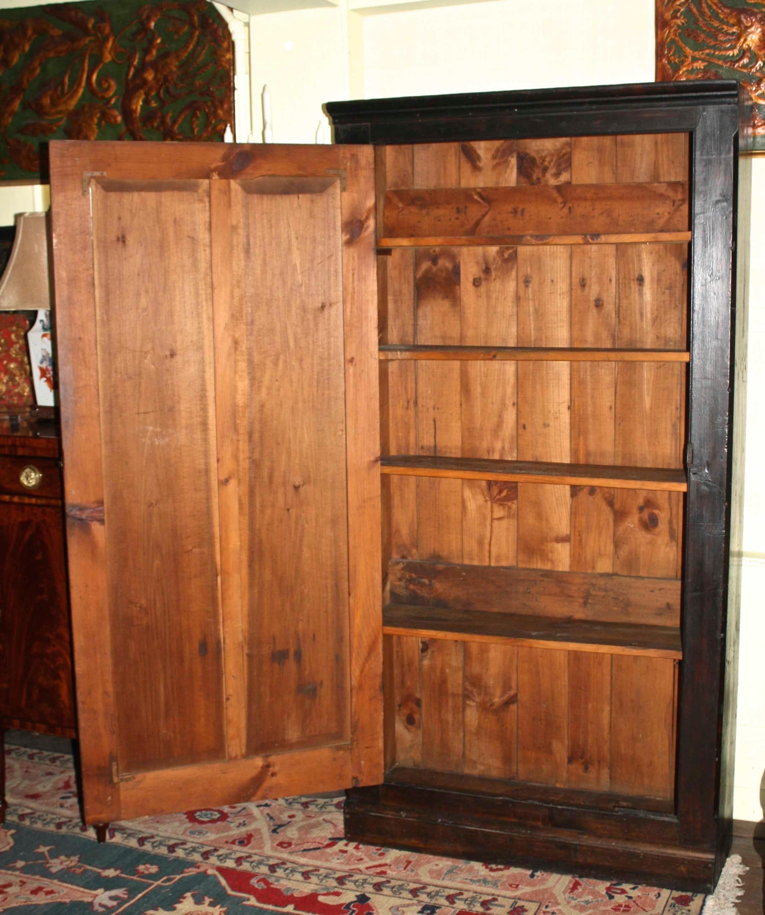 Rustic Ebonised American Pine Pantry Cupboard For Sale