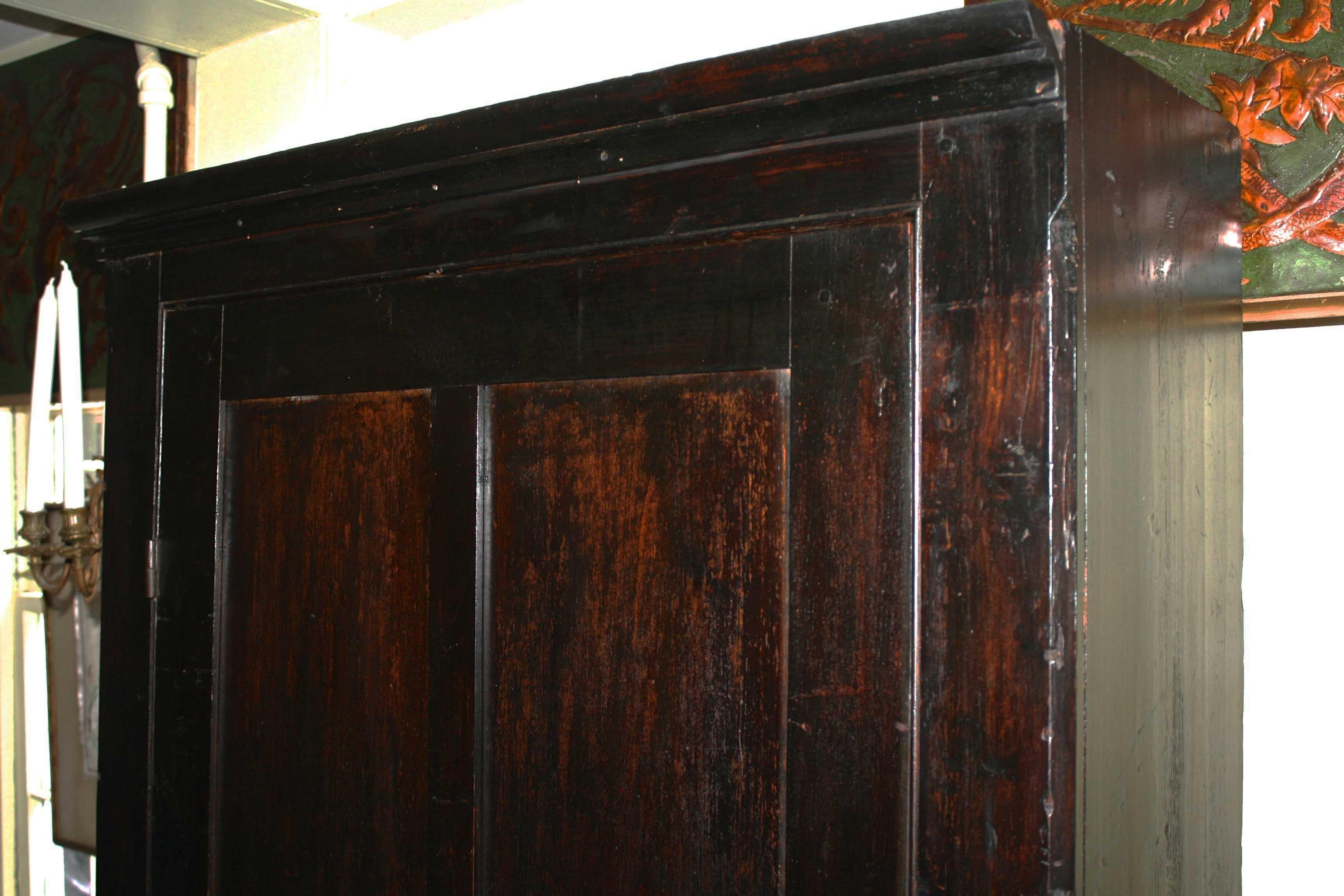 Hand-Crafted Ebonised American Pine Pantry Cupboard For Sale