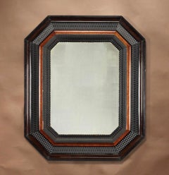 Ebonised and Amboyna Octagonal Mirror