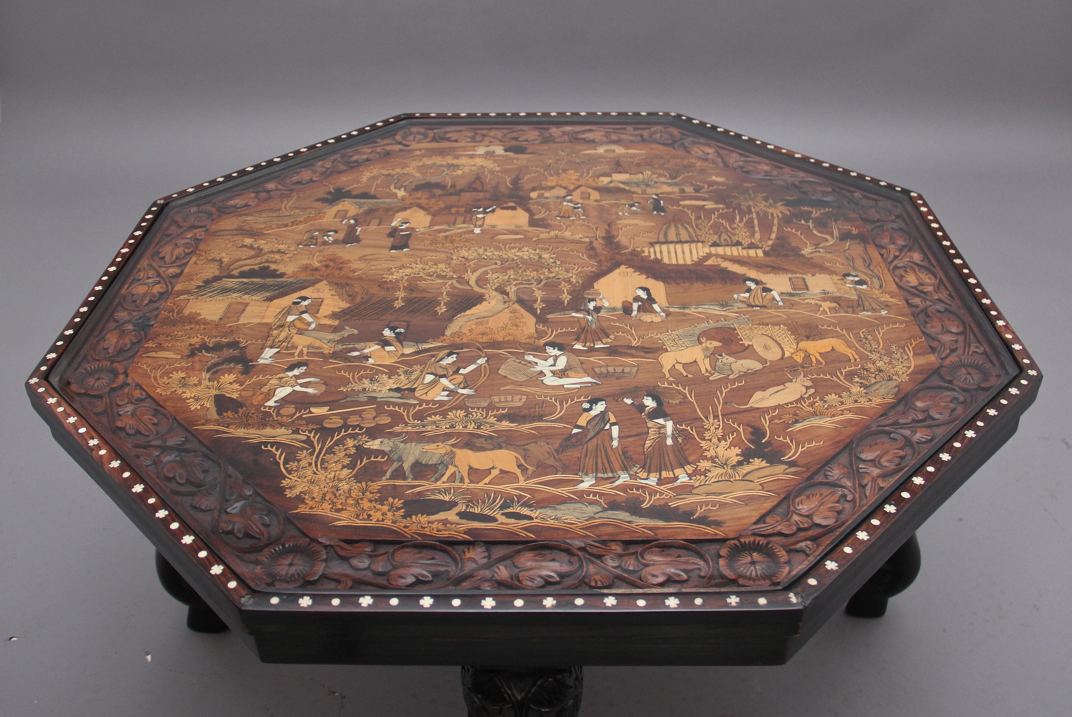 Ebonised and Inlaid Indian Coffee Table For Sale 5