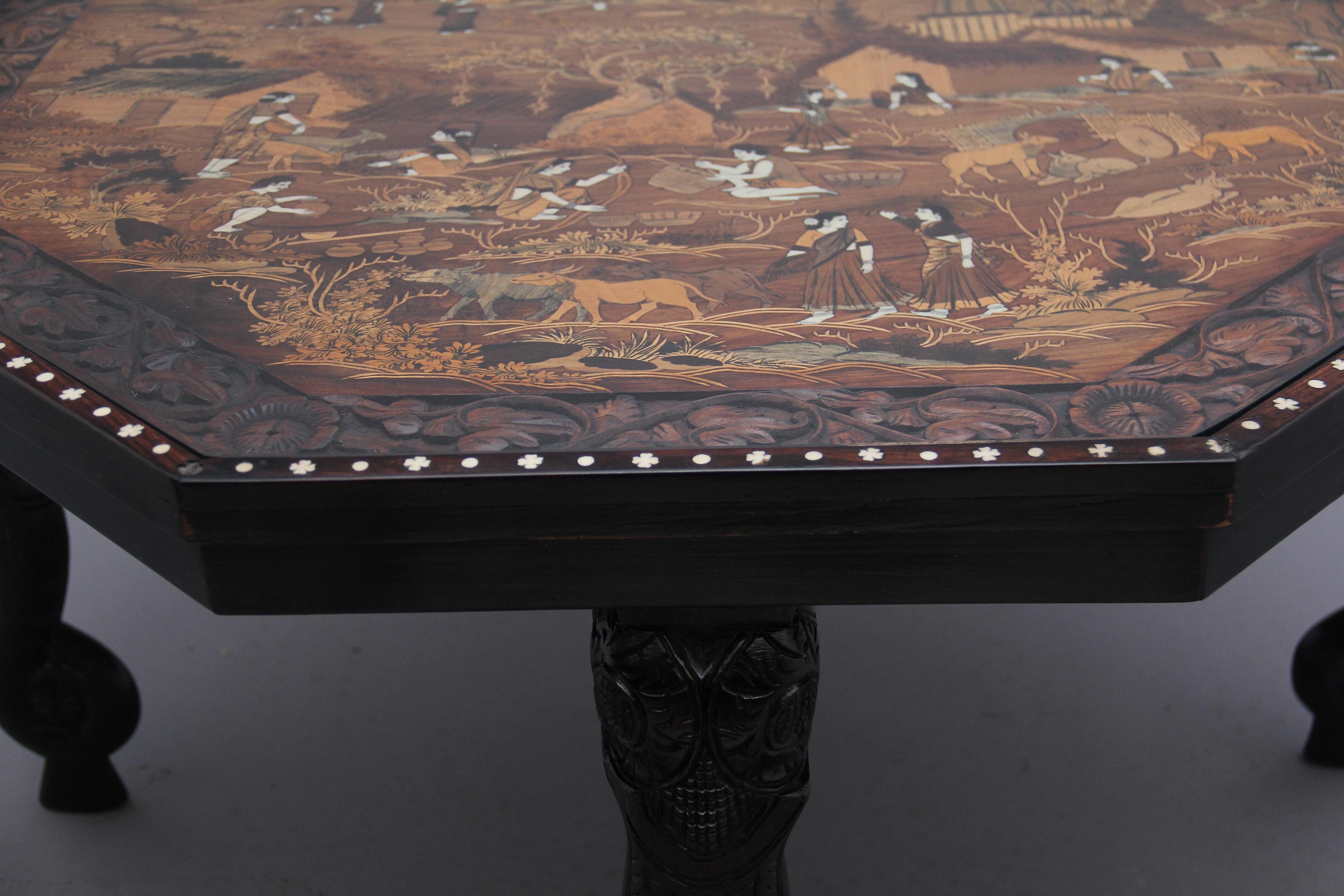 Ebonised and Inlaid Indian Coffee Table For Sale 6