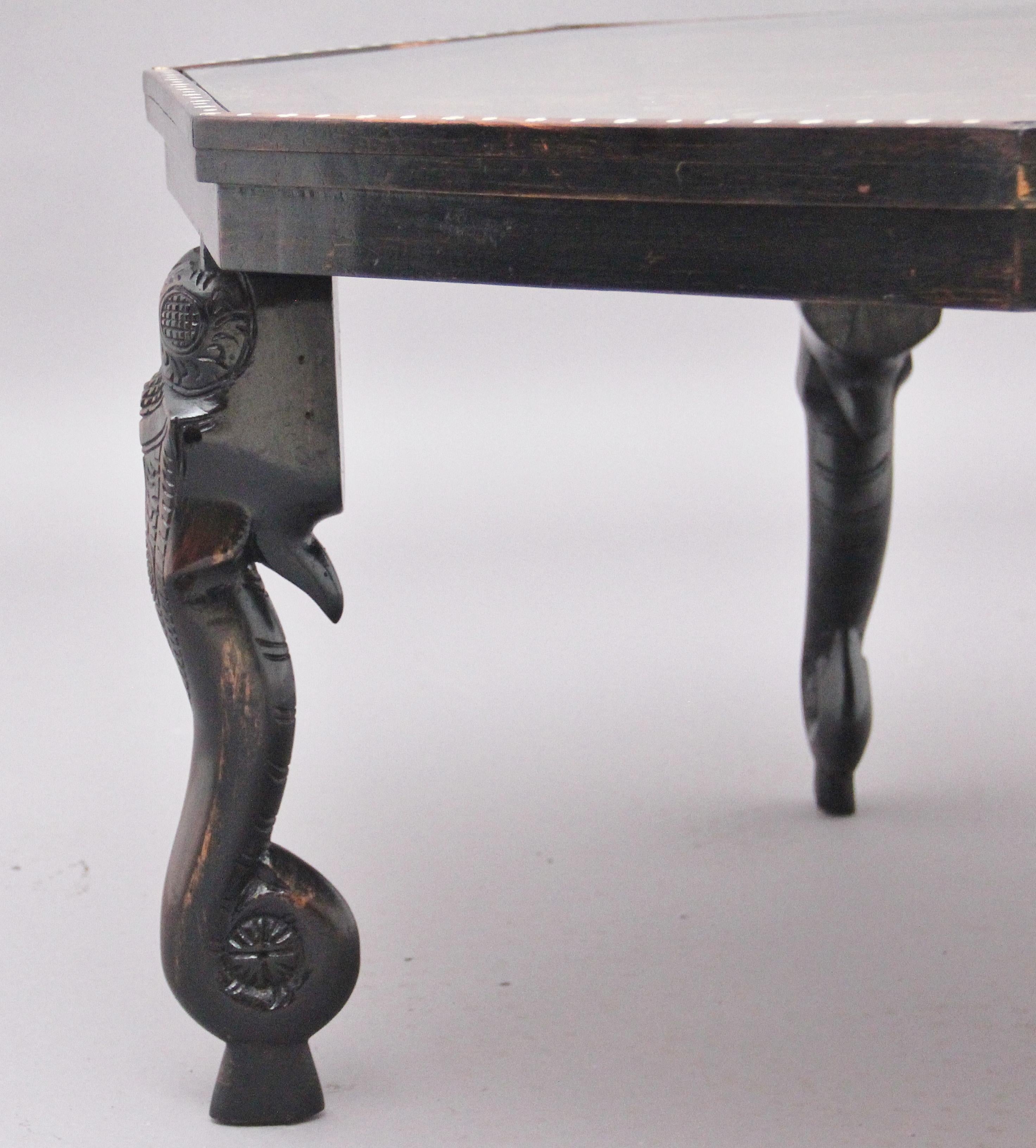 Ebonised and Inlaid Indian Coffee Table For Sale 7