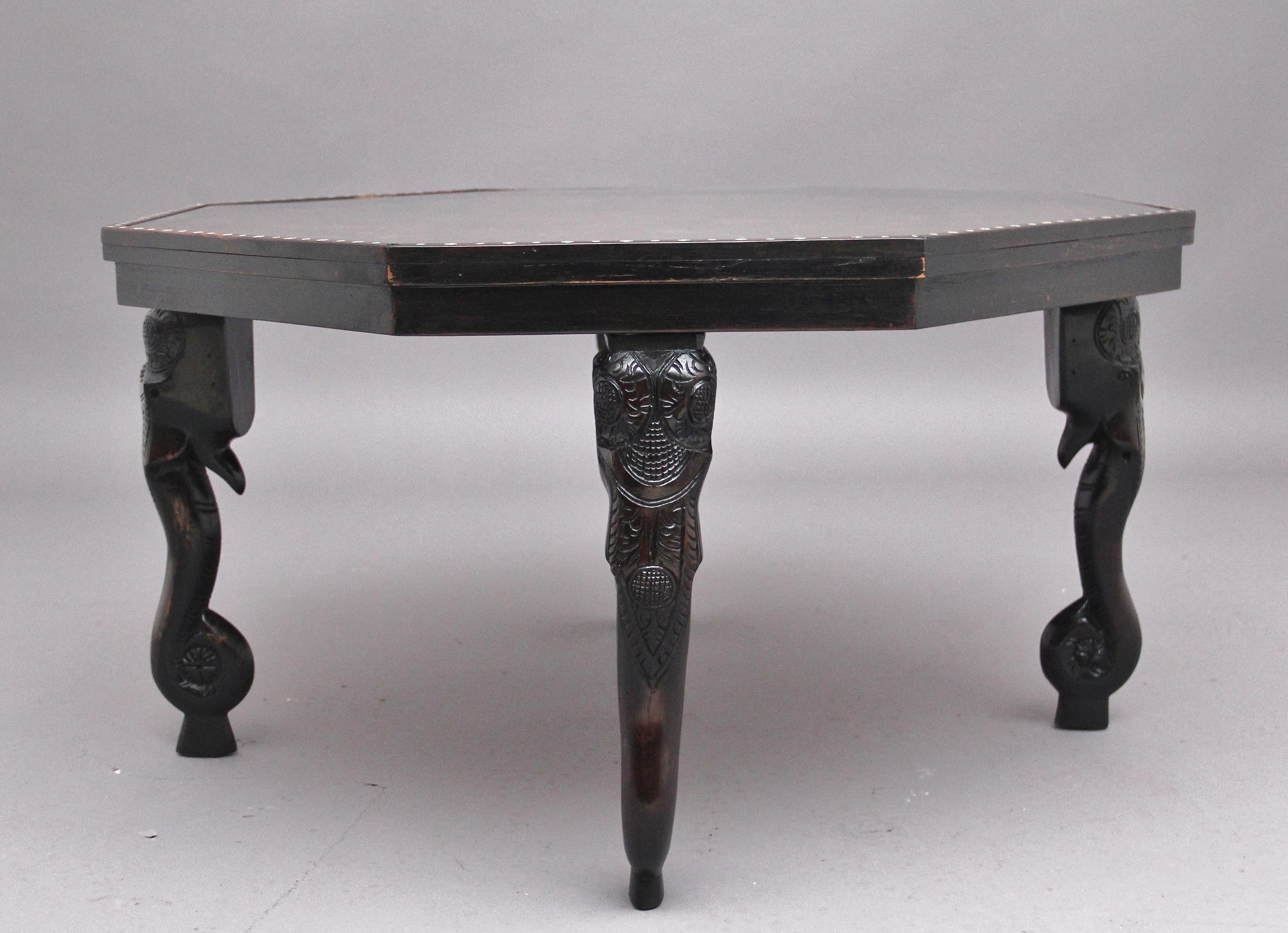 Ebonised and Inlaid Indian Coffee Table In Good Condition For Sale In Martlesham, GB