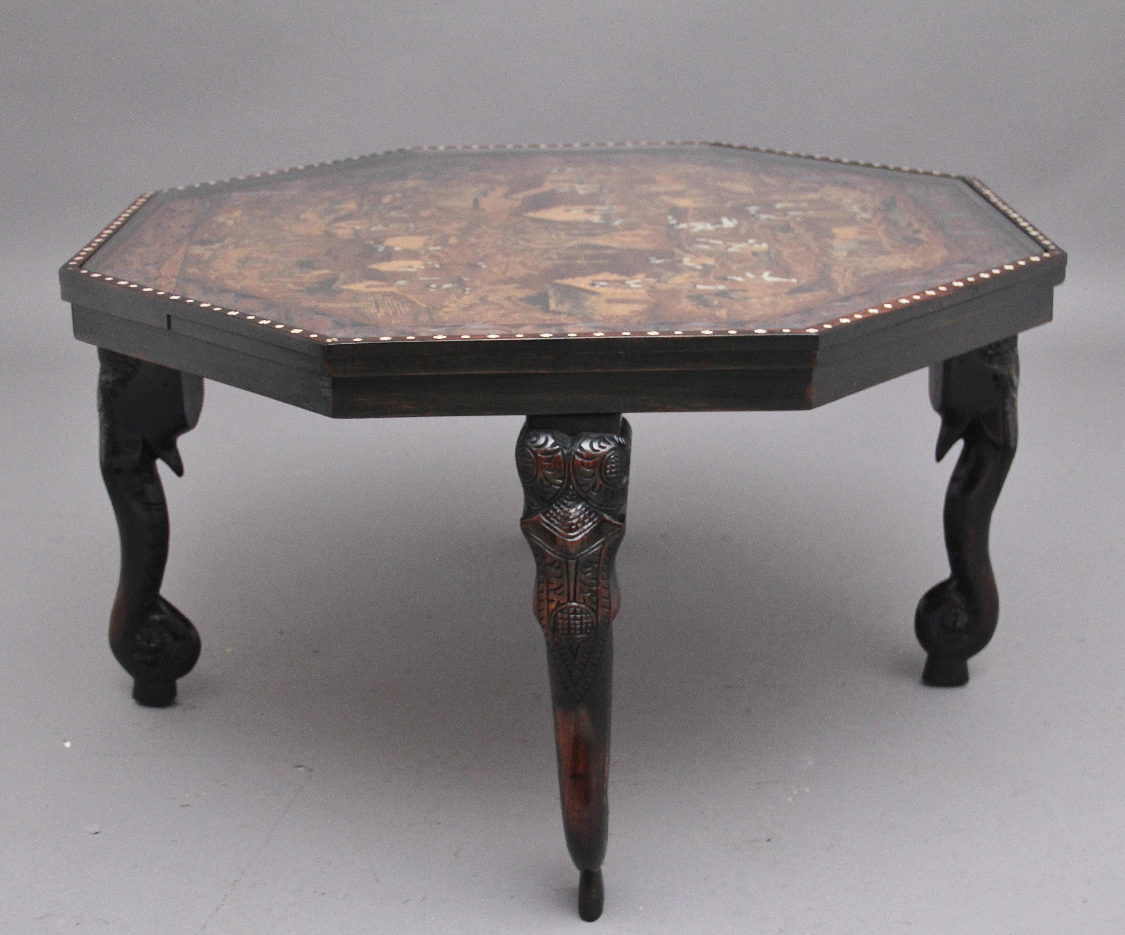 Mid-20th Century Ebonised and Inlaid Indian Coffee Table For Sale