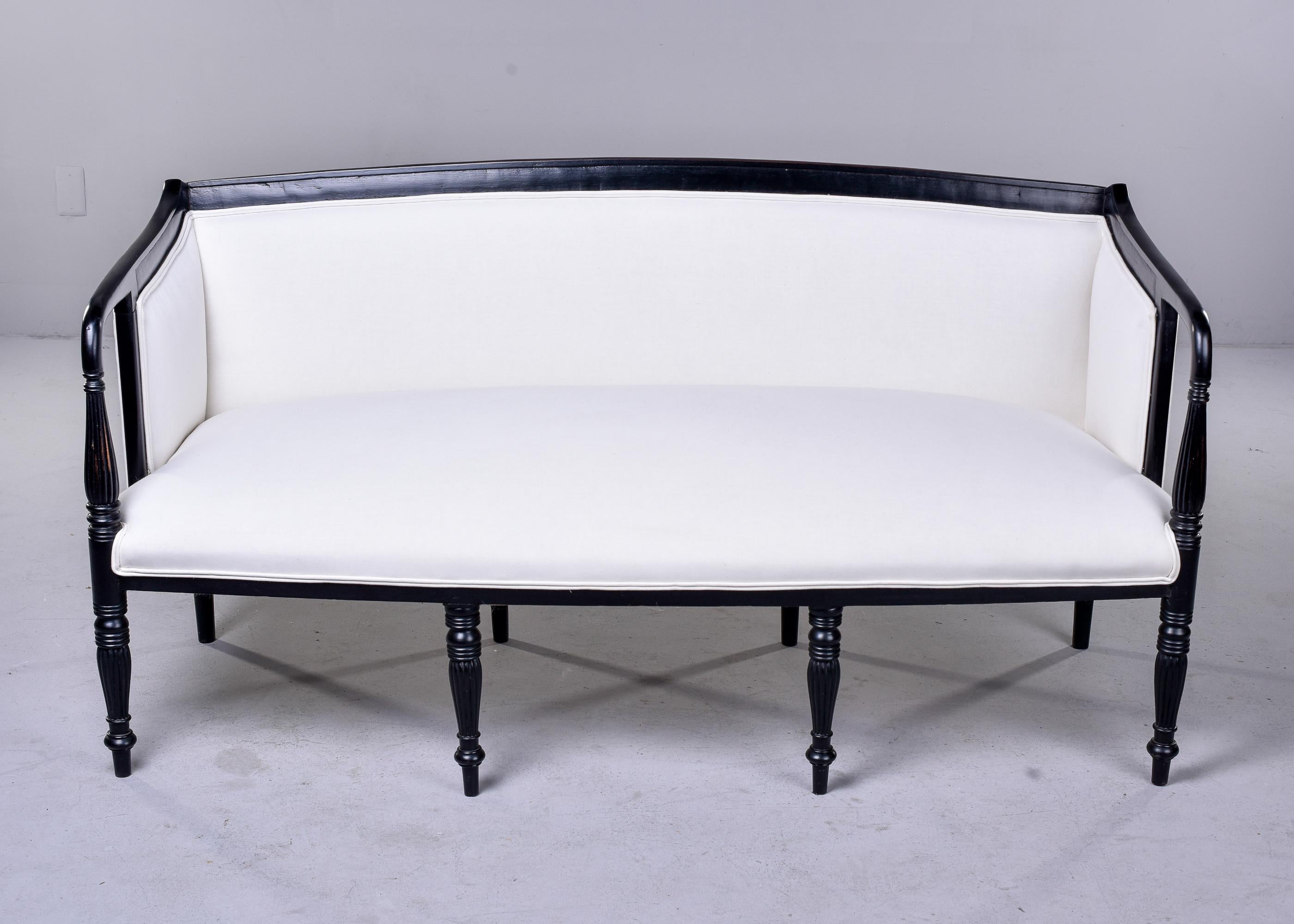 English Ebonised and Upholstered Art Deco Settee or Sofa For Sale