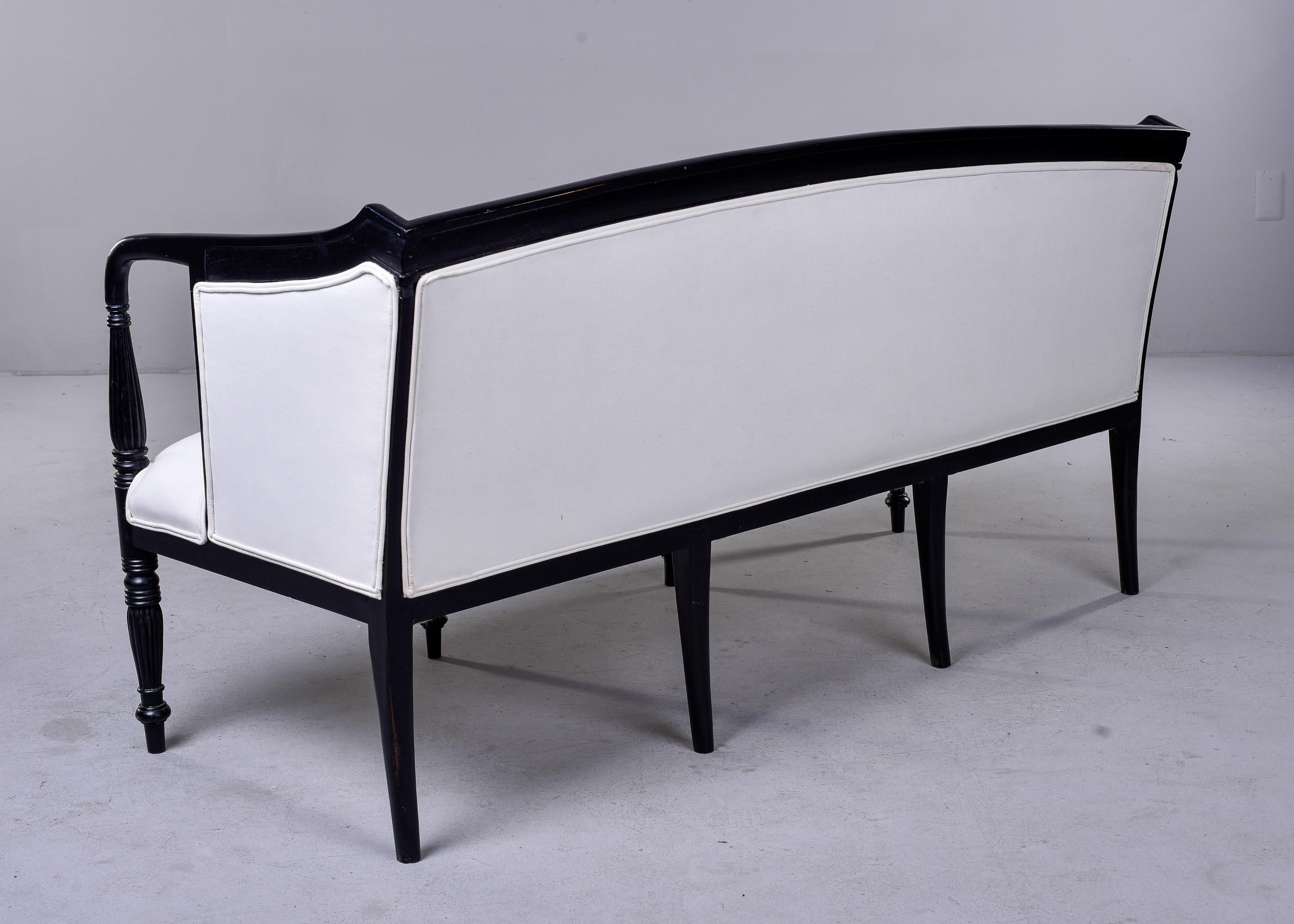 Ebonised and Upholstered Art Deco Settee or Sofa In Good Condition For Sale In Troy, MI