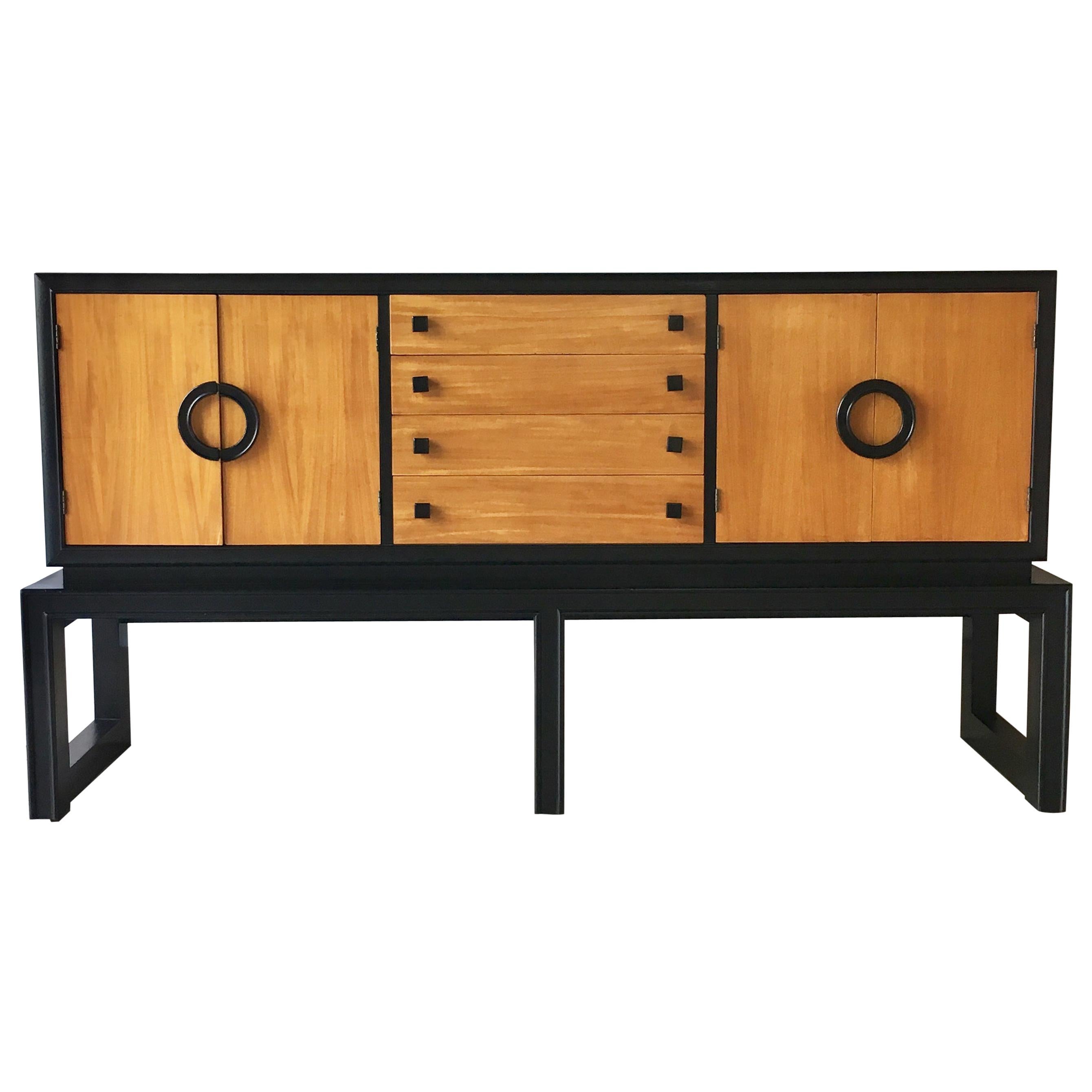 Ebonised and Wooden Cabinet by Americraft, 1970s