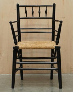 Ebonised Antique Original William Morris Sussex Armchair Seen in the v&a Museum