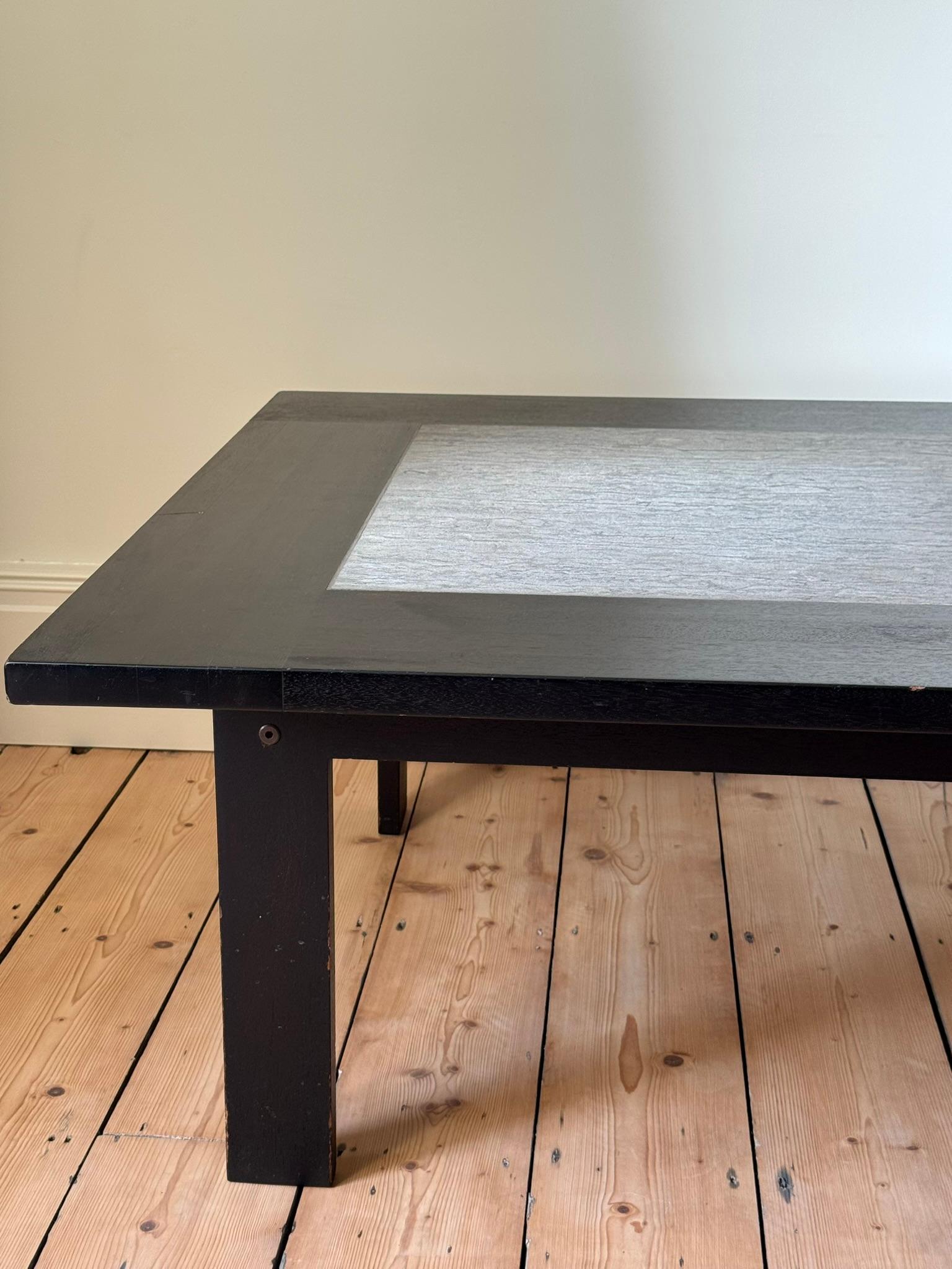 Ebonised Ash and Stone Coffee Table, Denmark c. 1970s In Good Condition For Sale In Bristol, GB