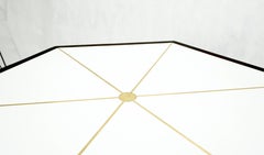 Ebonised Bamboo Brass Inlay Mahogany Top Hexagon Card Game Poker Table MINT!