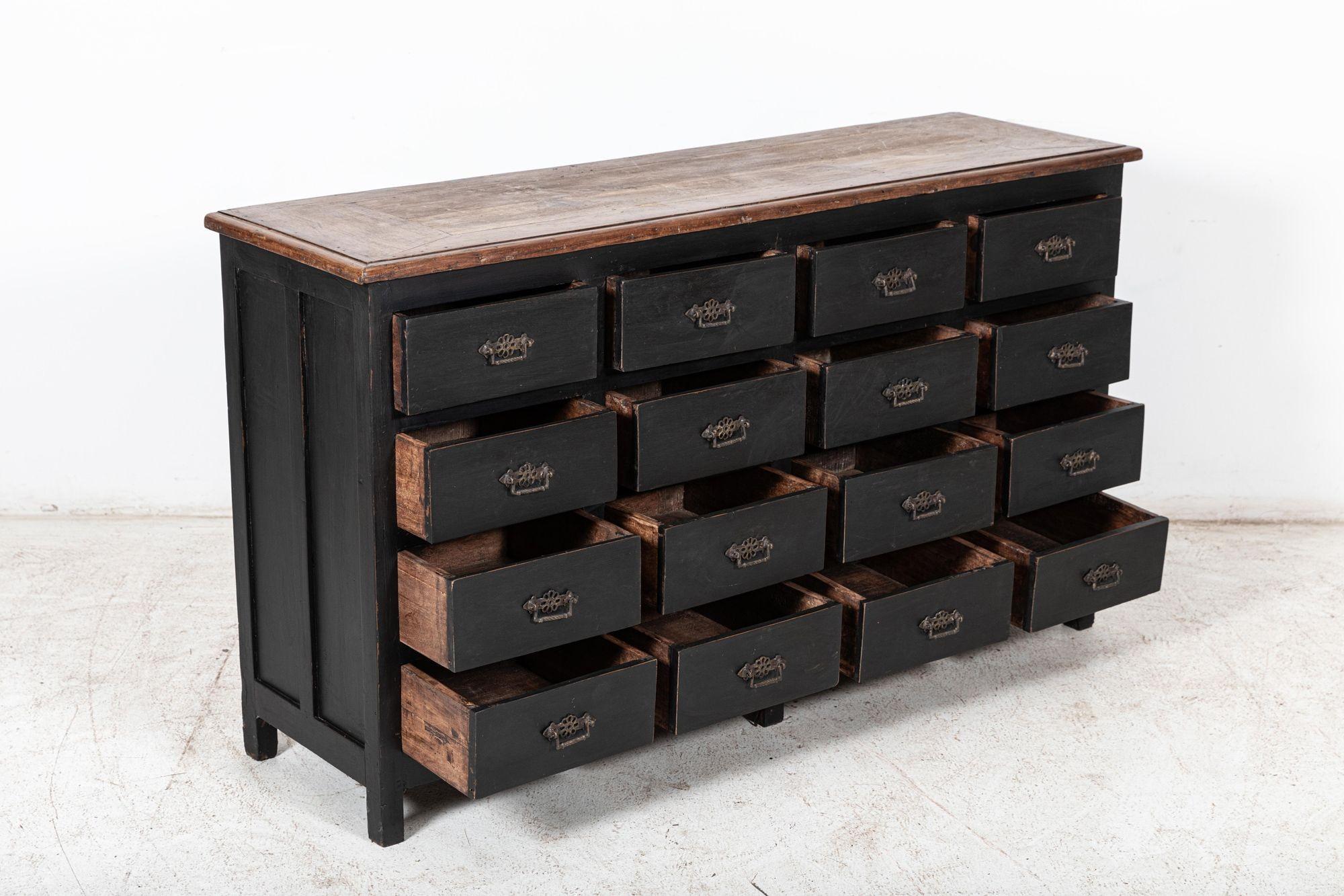 Circa 20th C

Ebonised bank of drawers

sku 948

Measures: W 145 x D 42 x H 83 cm.