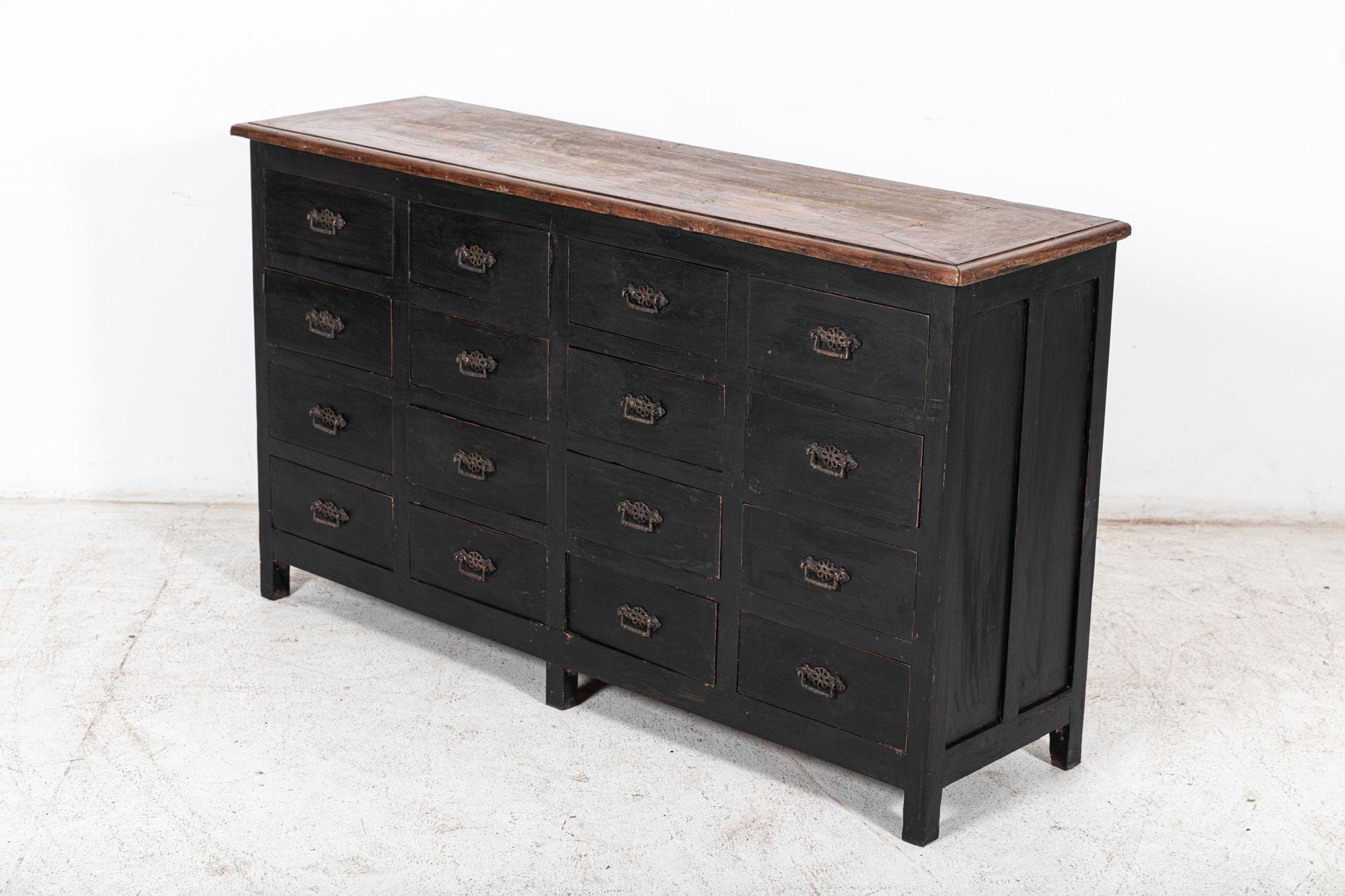 Hardwood Ebonised Bank of Drawers