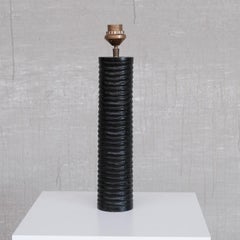 Ebonised Black Mid-Century Wooden Table Lamp