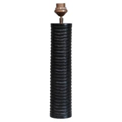 Ebonised Black Mid-Century Wooden Table Lamp