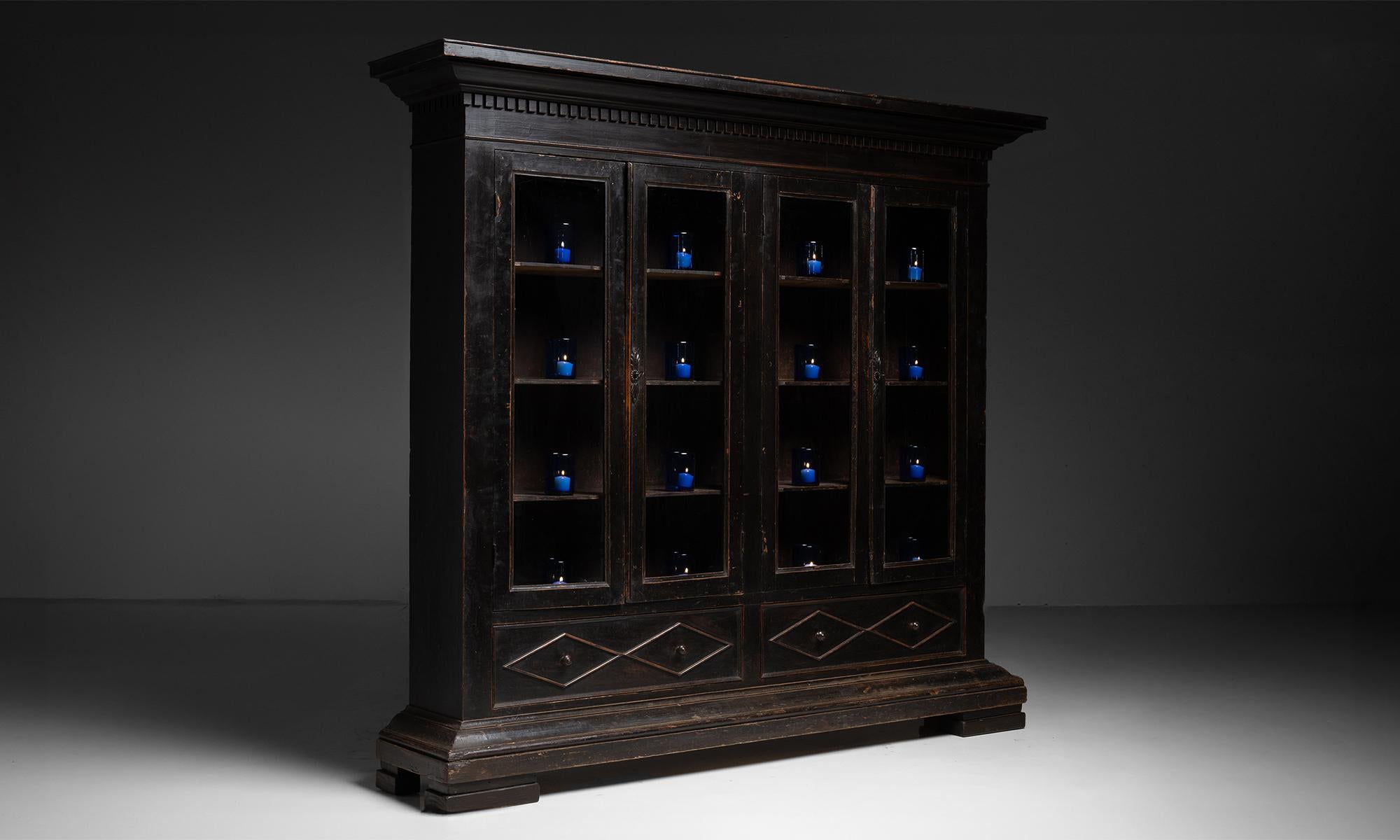 Pine Ebonised Bookcase, Italy circa 1820 For Sale