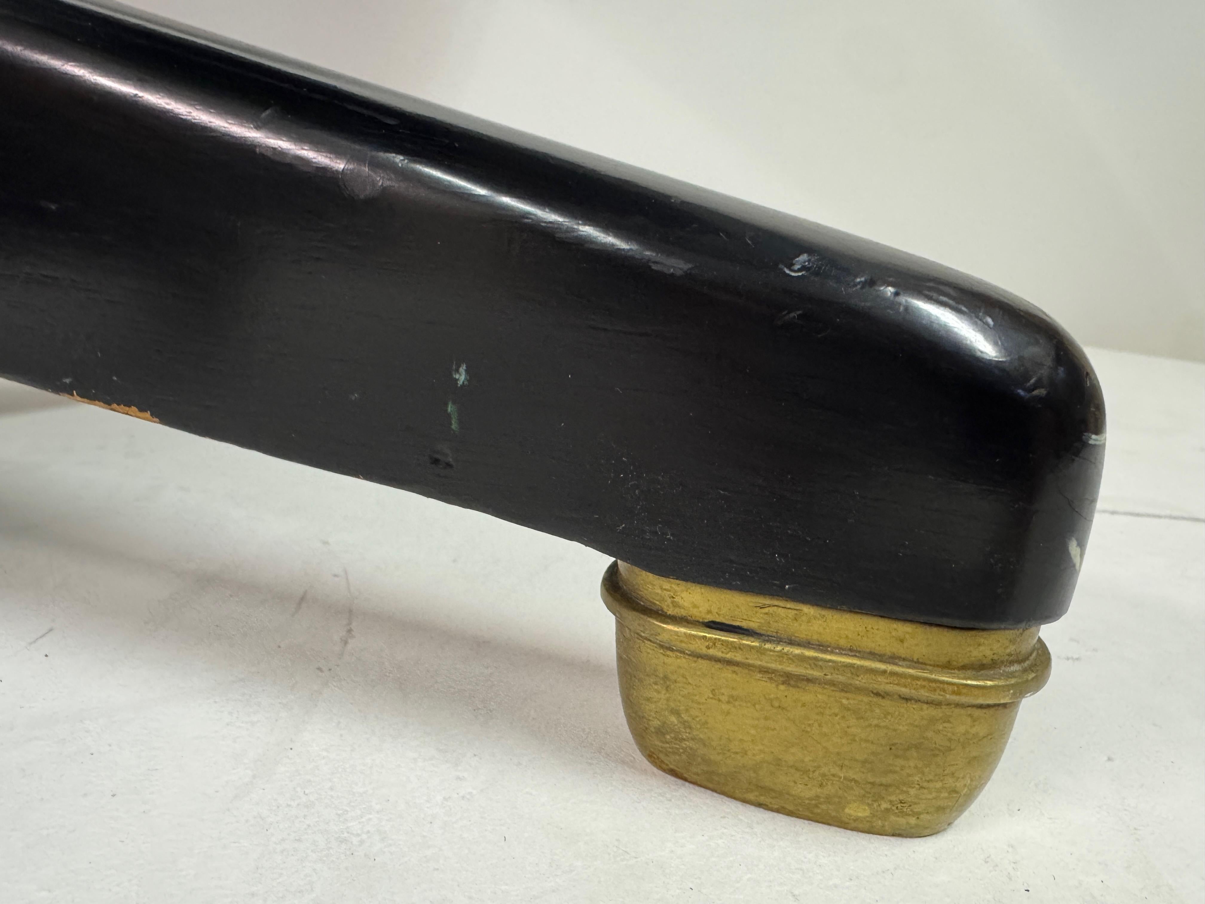 Mesa de centro ebonizada con tapa de mármol Verde Alpi, Italia, años 50 en venta 1