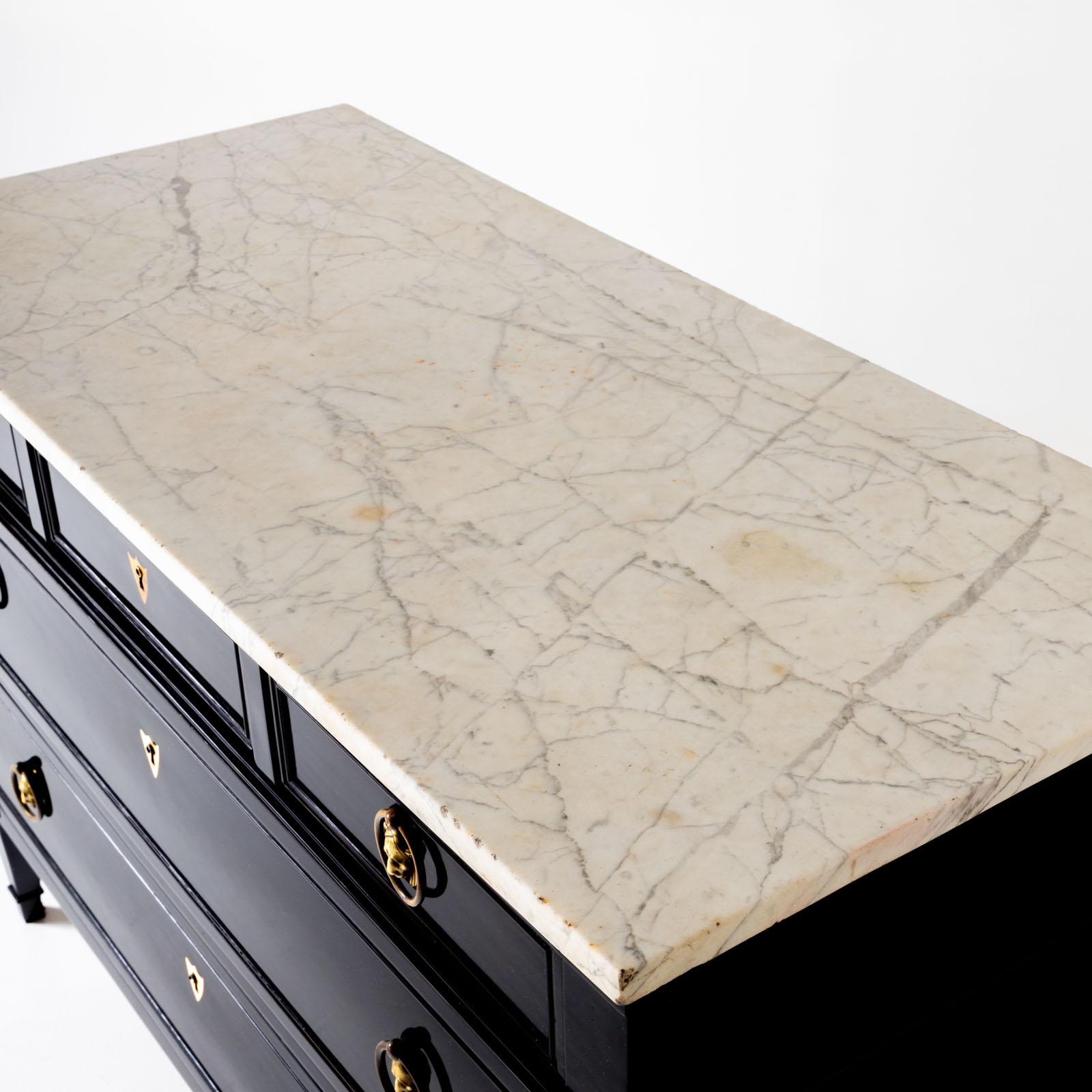 Marble Ebonised Chest of Drawers, France, early 19th Century