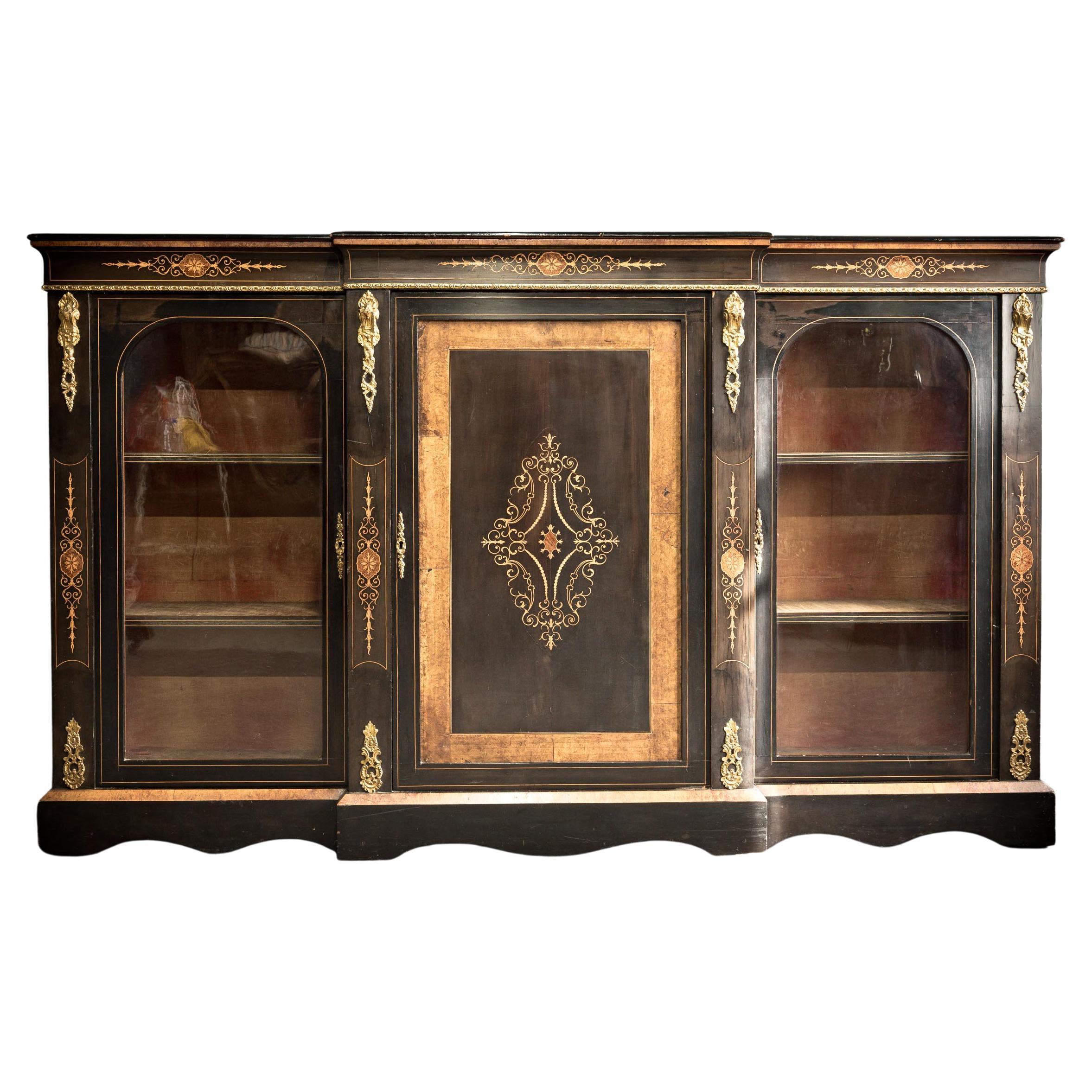 Ebonised Credenza with Ormolu Detailing For Sale
