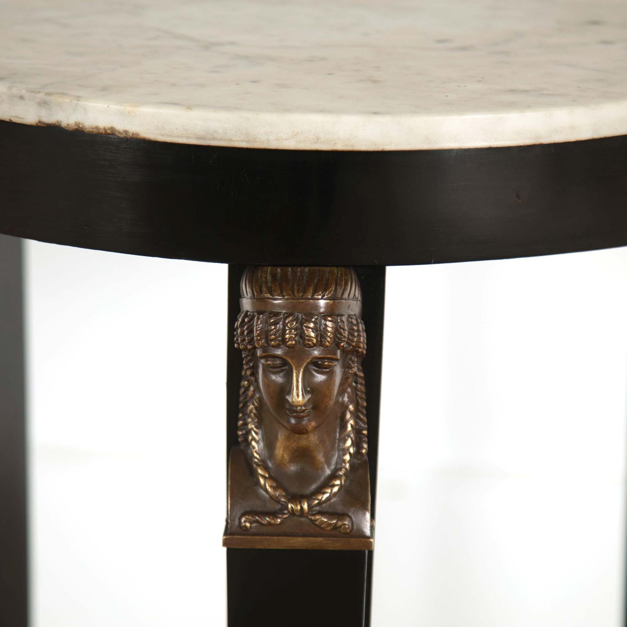 French Ebonized Directoire Marble-Top Table