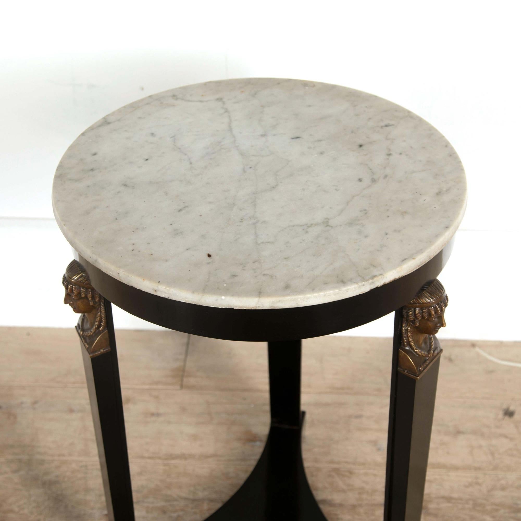 Ebonized Directoire Marble-Top Table In Good Condition In Gloucestershire, GB
