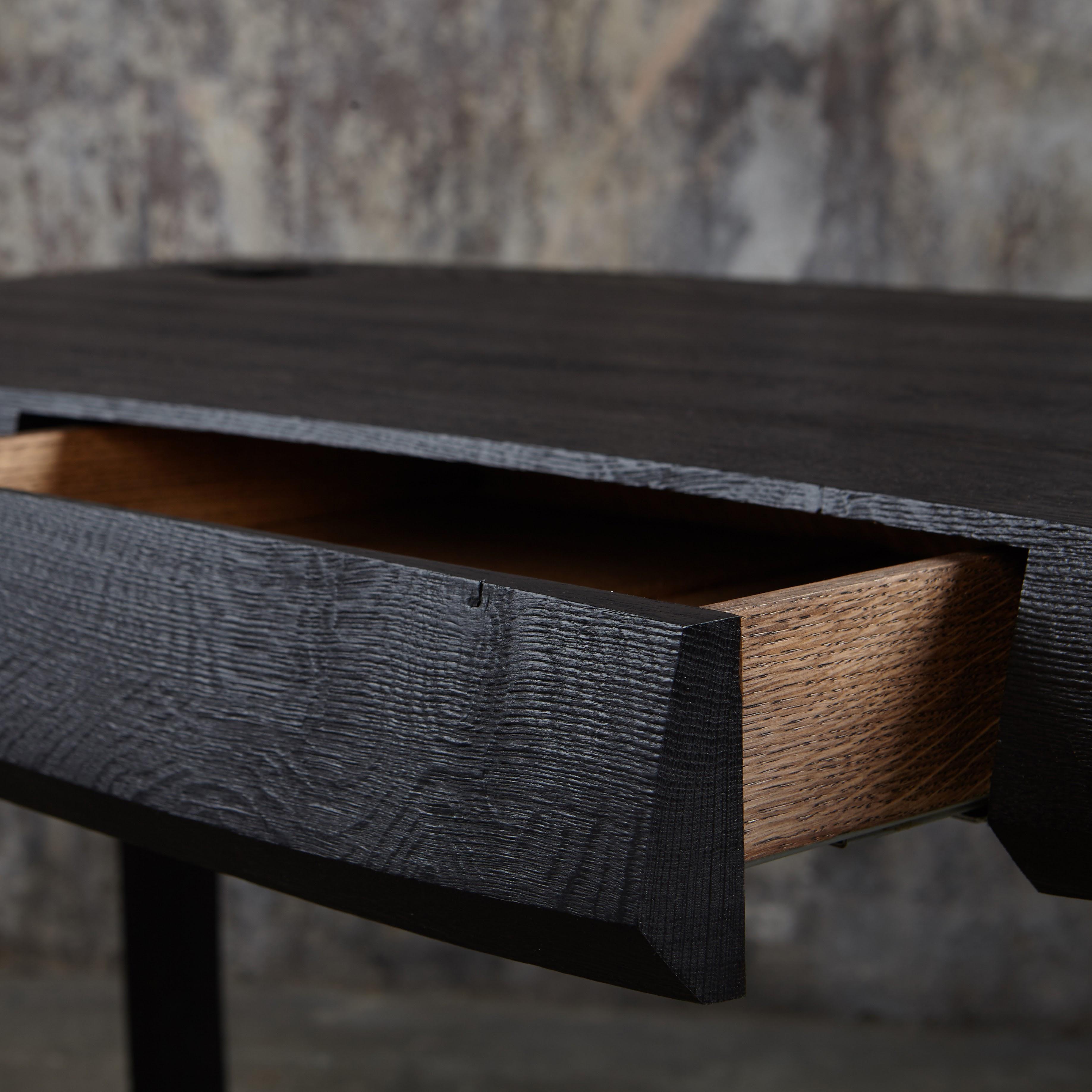 Ebonised English Oak Writing Desk. one of a kind by Jonathan Field For Sale 9