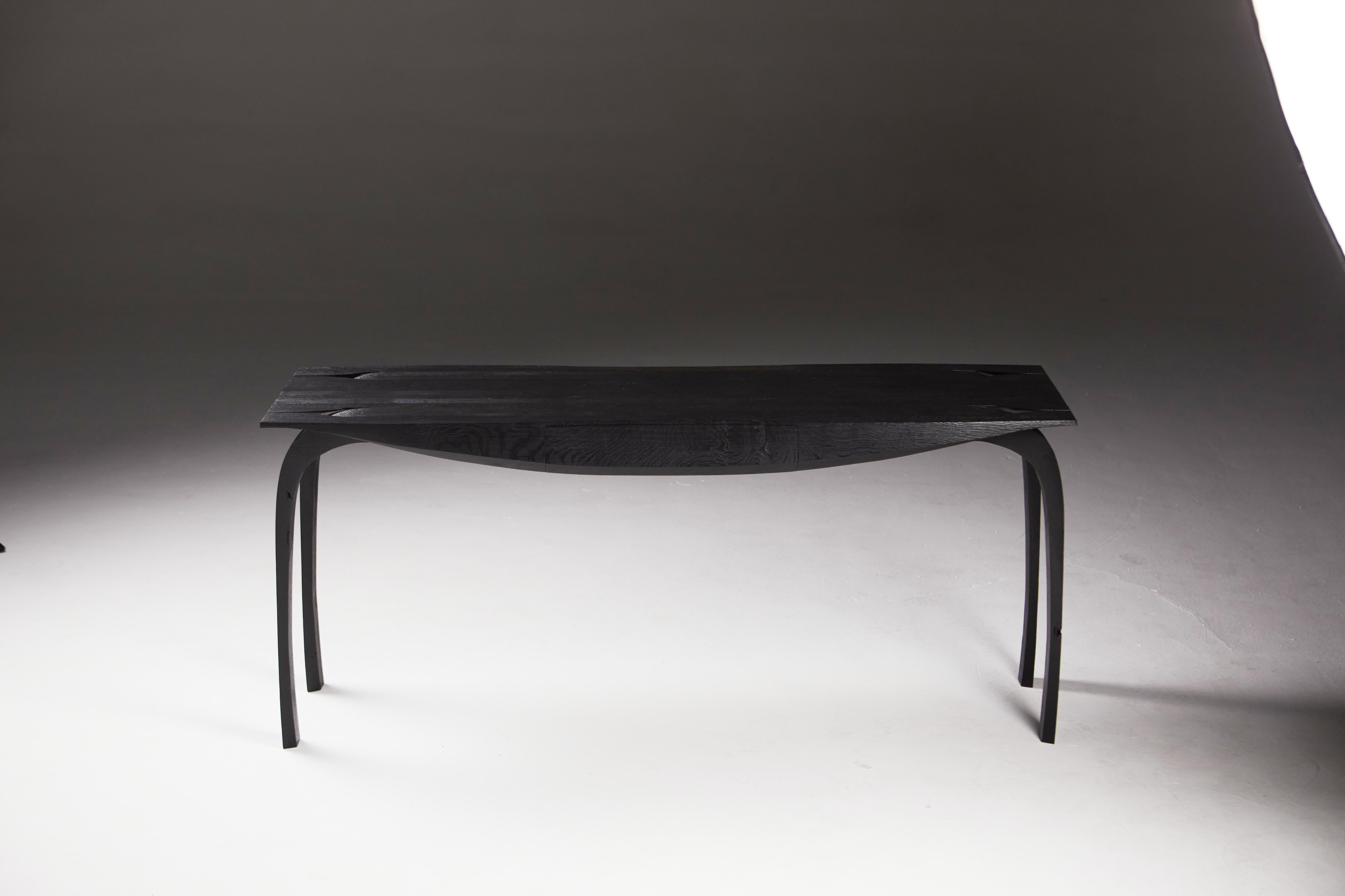 Ebonised English Oak Writing Desk. one of a kind by Jonathan Field For Sale 13