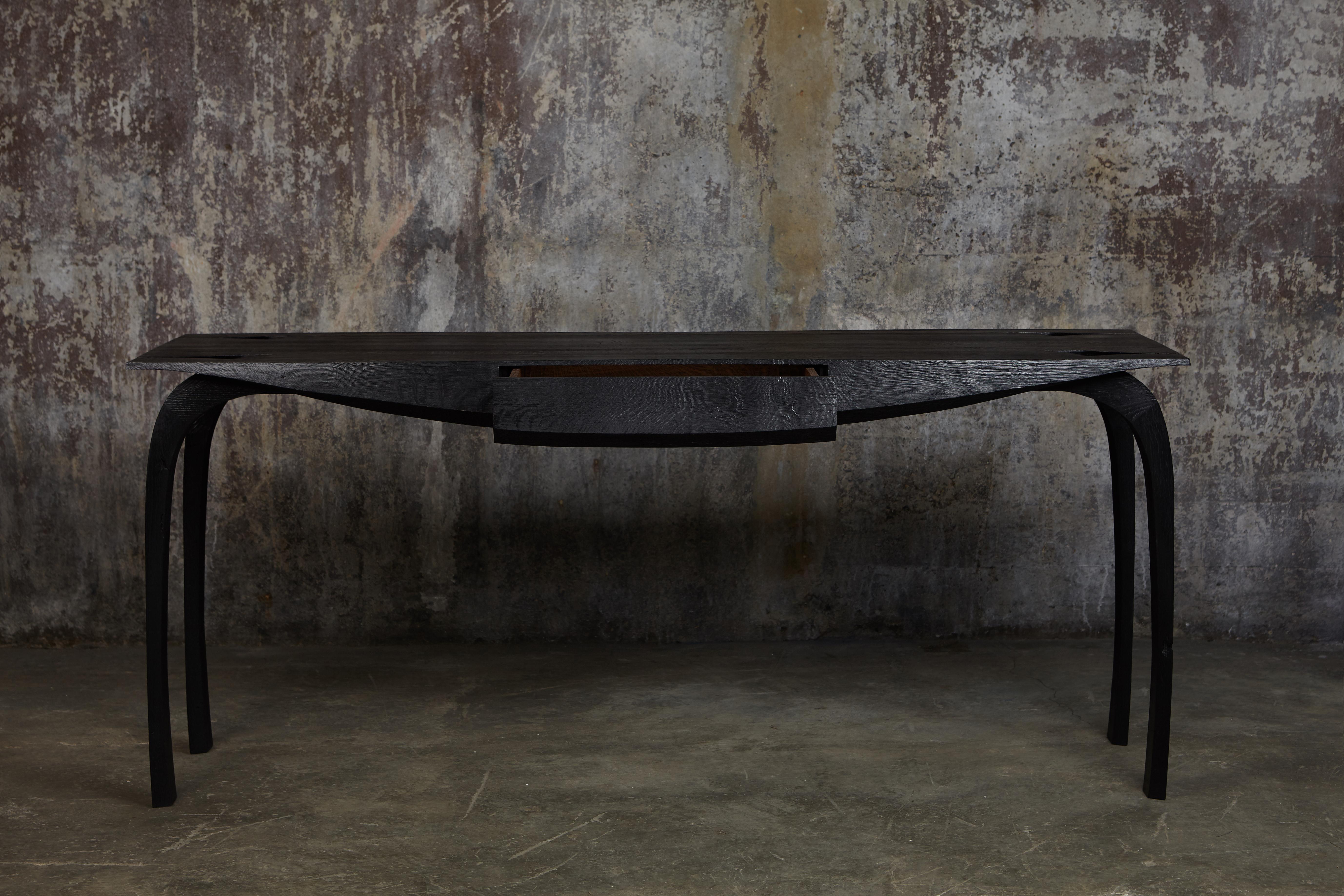 Ebonised English Oak Writing Desk. one of a kind by Jonathan Field For Sale 1