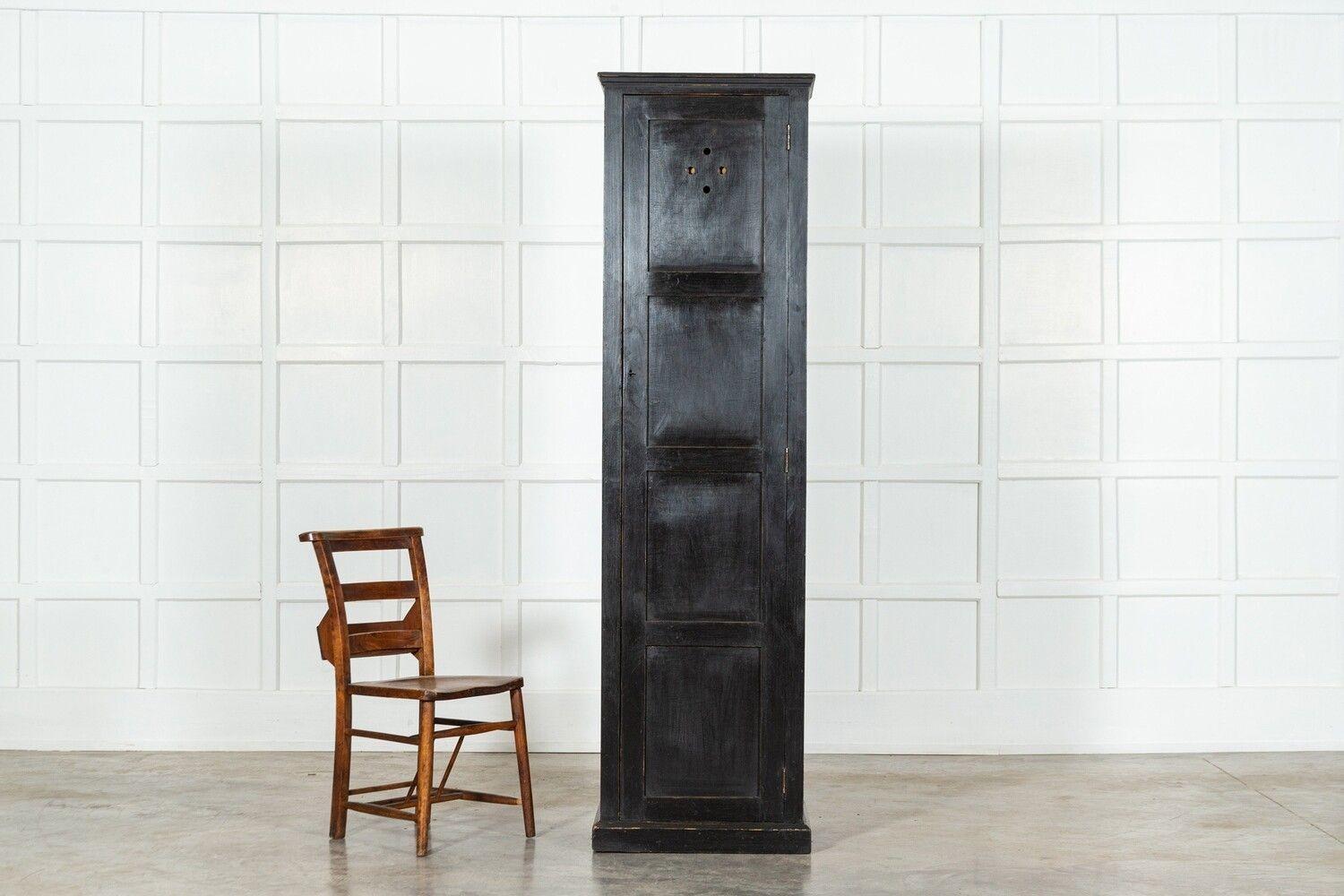 20th Century Ebonised English Pine Locker Cabinet For Sale