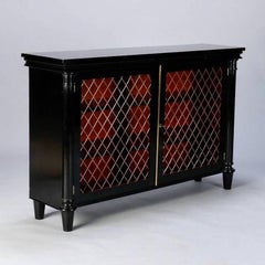 Ebonised English Sideboard with Brass Grills